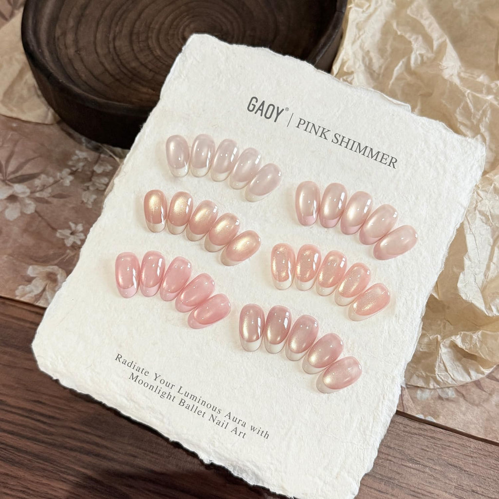 GAOY Soft Pink Cat Eye Gel Nail Polish Set – 6 Jelly Nude Colors with Magnet