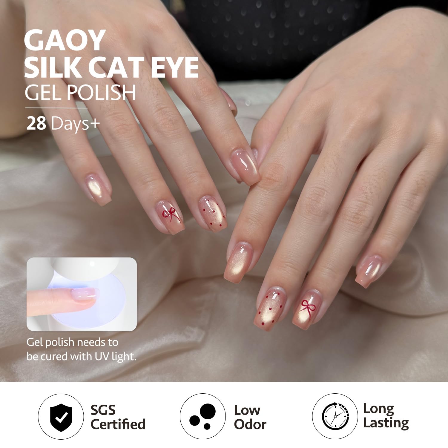 GAOY Soft Pink Cat Eye Gel Nail Polish Set – 6 Jelly Nude Colors with Magnet