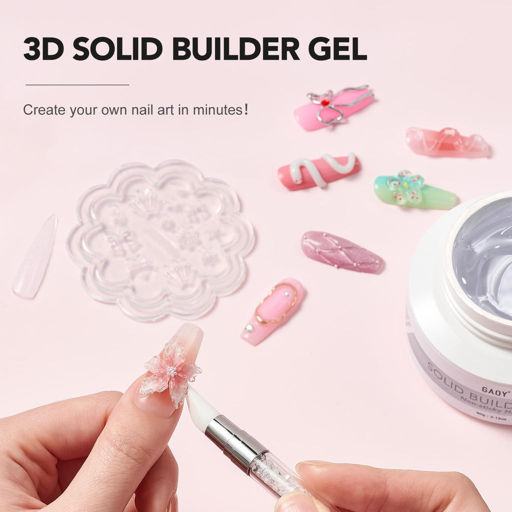 GAOY 60g Solid Builder Gel – Non-Sticky 3D Nail Sculpting & Extension (Clear)