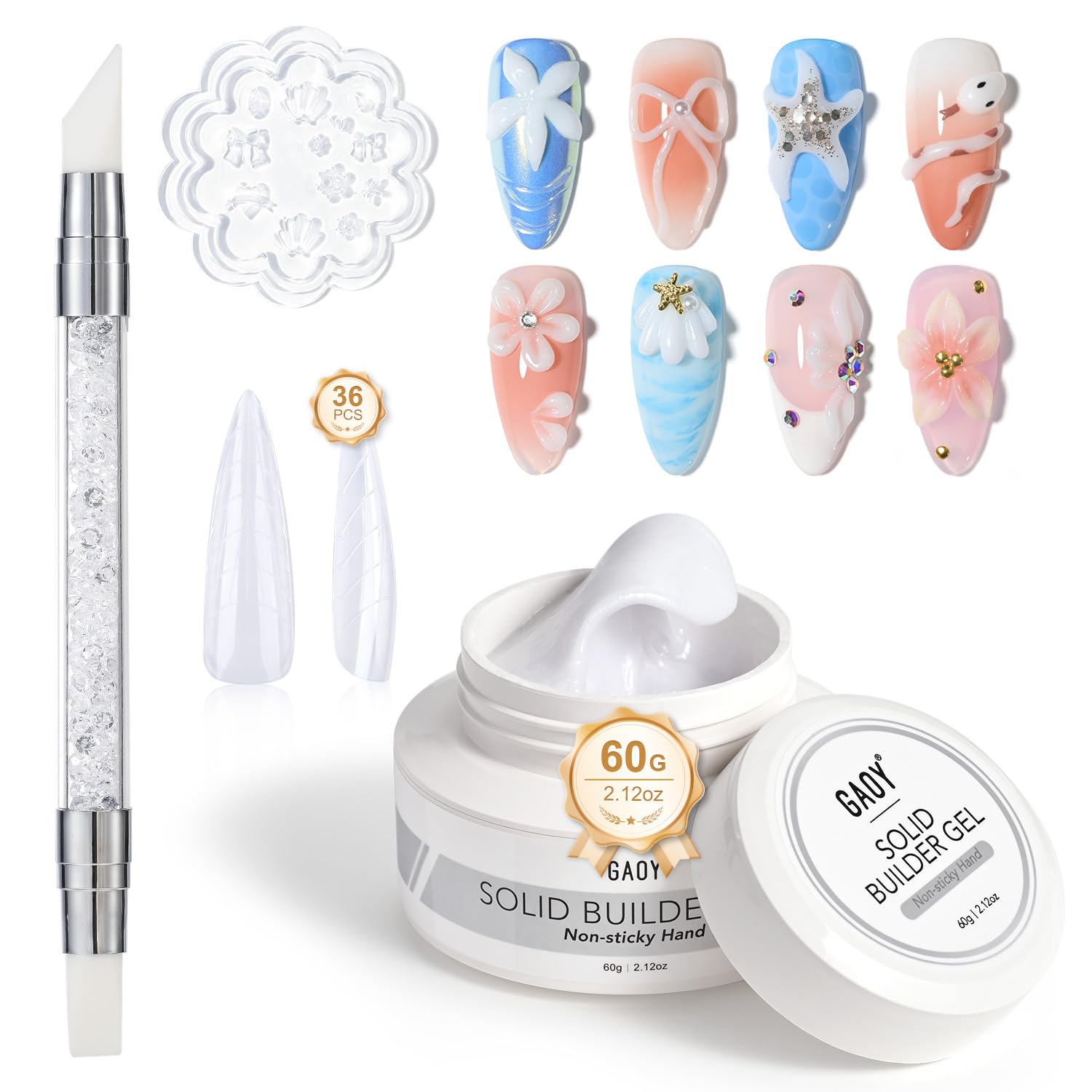 GAOY 60g Solid Builder Gel for Nails — Non-Sticky 3D Nail Art & Extensions