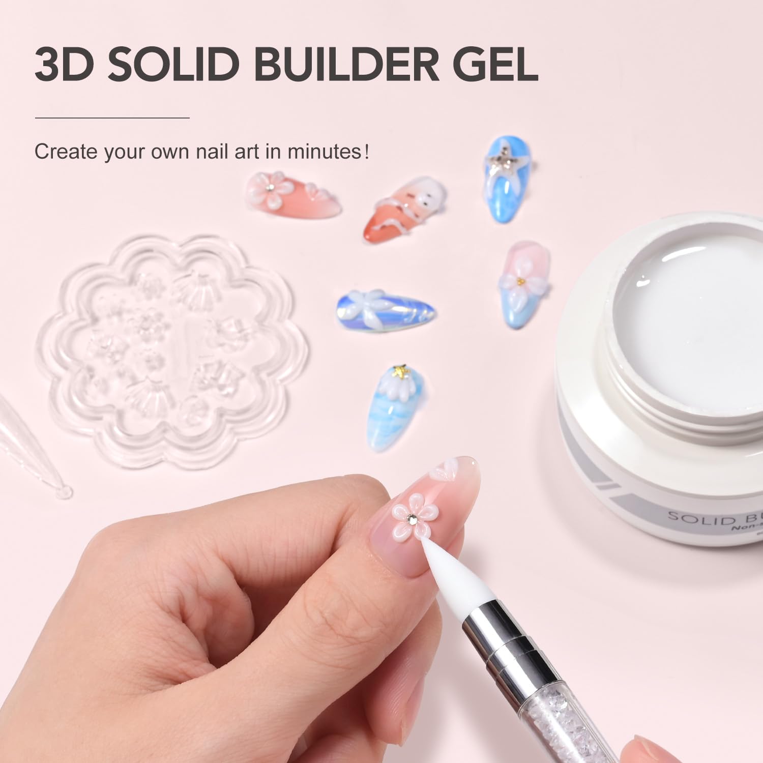 GAOY 60g Solid Builder Gel for Nails — Non-Sticky 3D Nail Art & Extensions