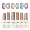 GAOY Summer Gel Nail Polish Set – 6 Icy Sheer Cat Eye Gels with Magnet