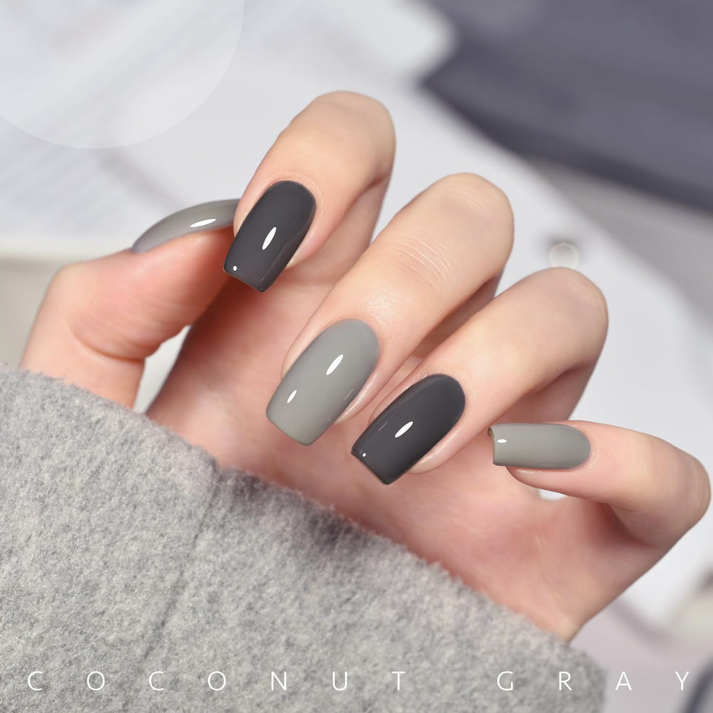 GAOY Gray Gel Nail Polish Set - 6 Nude Brown Beige Colors, UV Light Cure