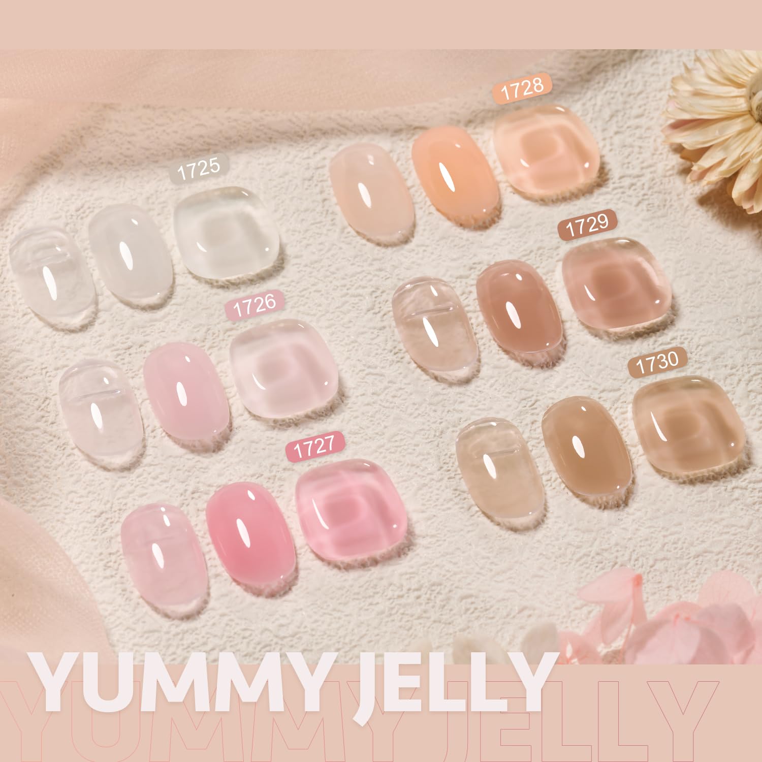 GAOY 6 Colors Builder Gel Set – Milky White Pink Nude Sheer Jelly, Soak-Off Nail Extension