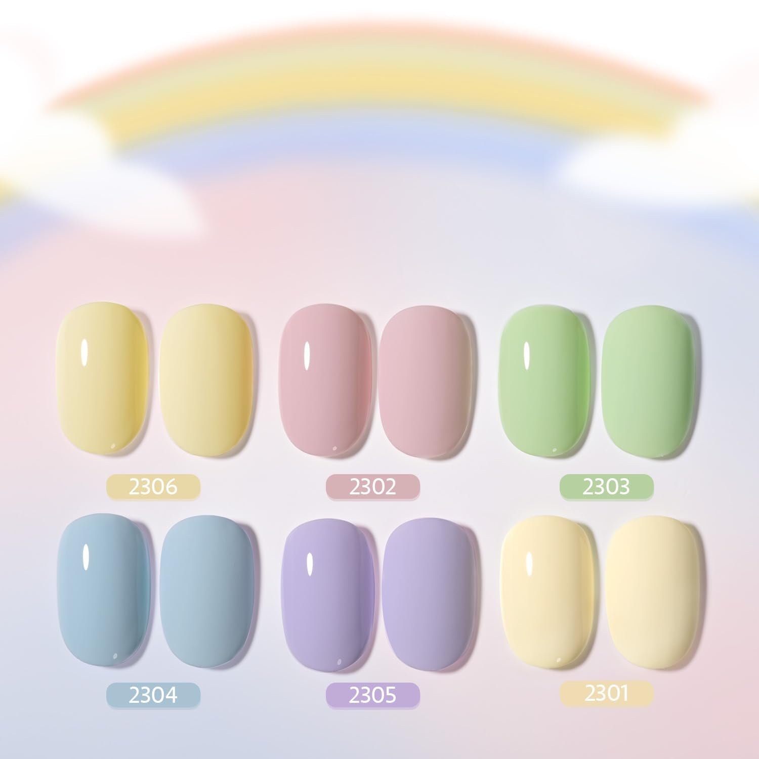 GAOY Pastel Pink Blue Gel Nail Polish Set - 6 Colors for Home or Salon