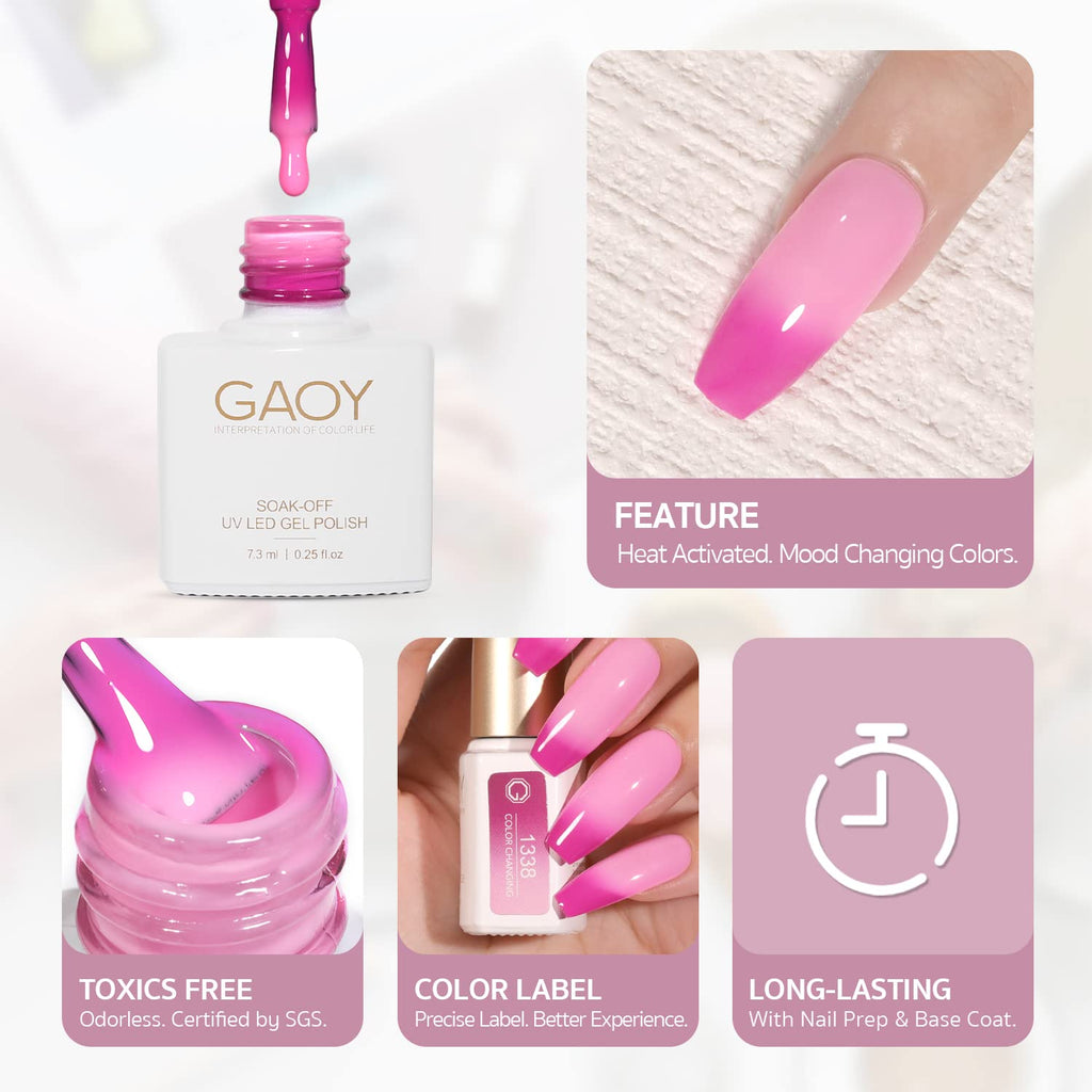 GAOY Color Changing Gel Nail Polish Set – Mood-Changing 6-Color UV Cure
