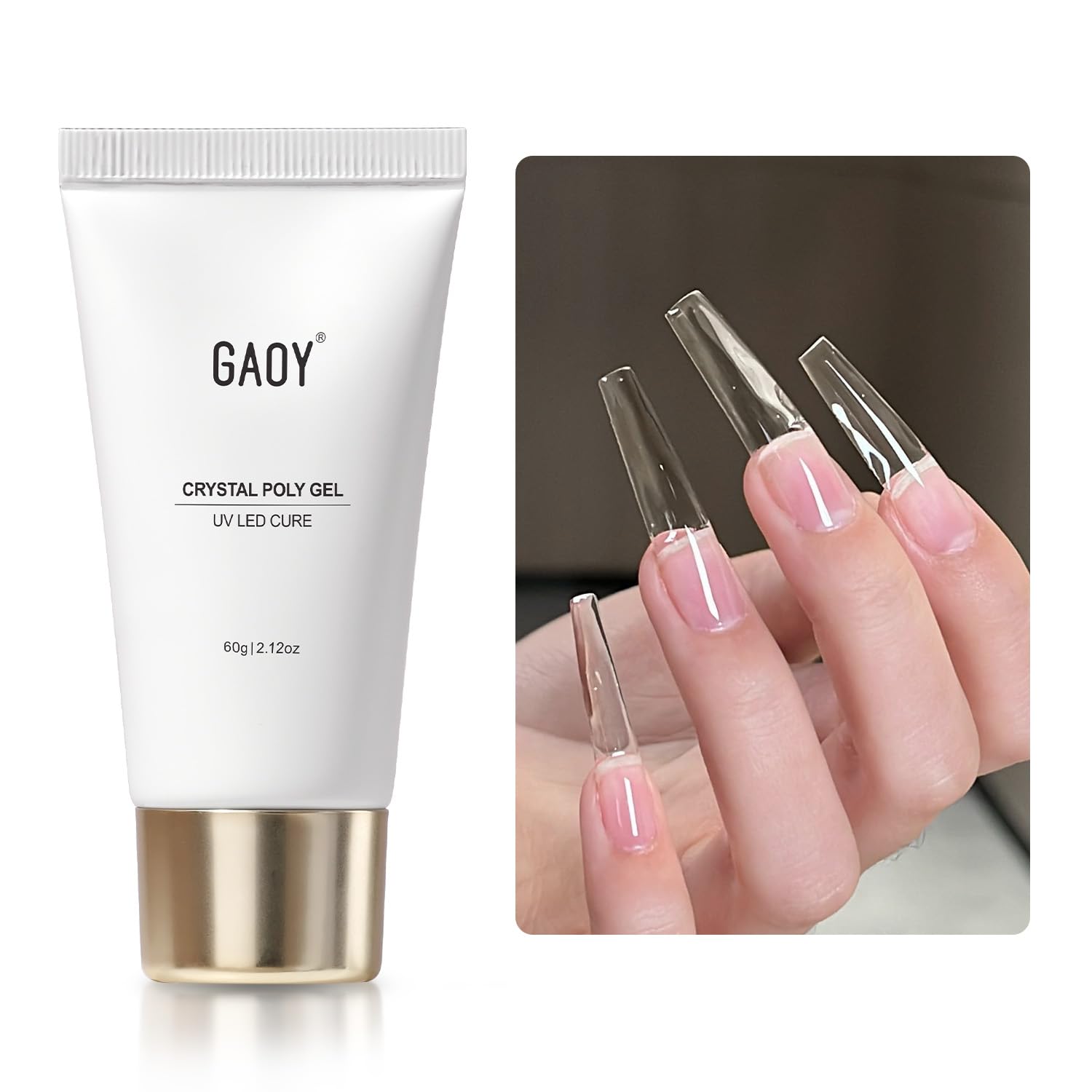 GAOY Ultra-Clear Crystal Poly Gel 60g – Clear Nail Extension Builder for Home & Salon