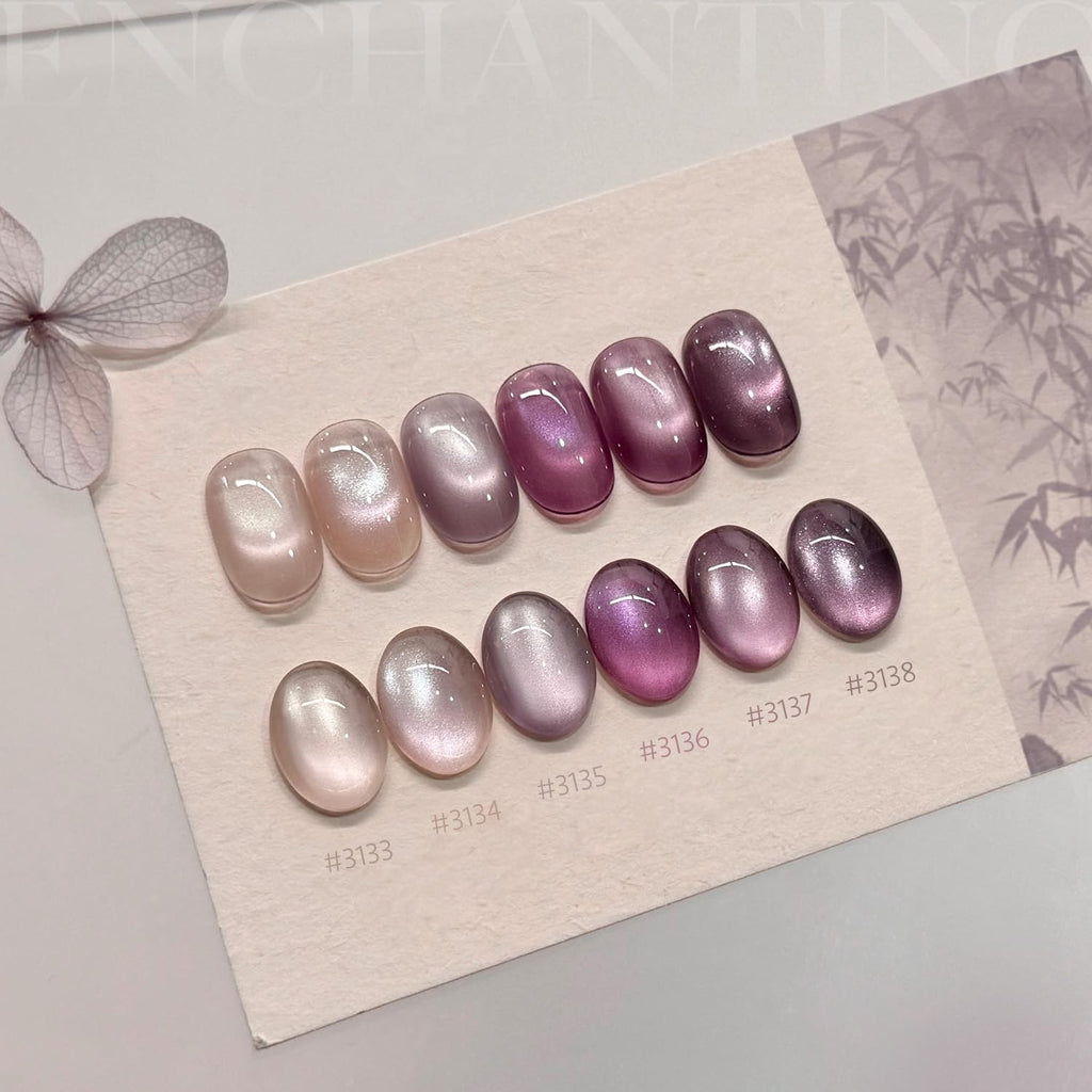GAOY Purple Cat Eye Gel Polish Kit with Magnet – 6 Glitter Holographic Colors for DIY Manicure