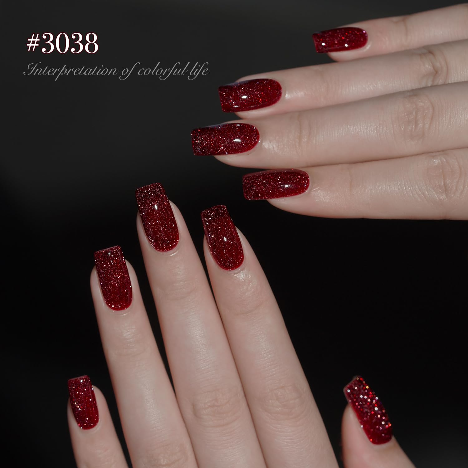 GAOY Red Gel Nail Polish Set — 6 Burgundy Cherry Jelly Glitter Colors, UV Cure Gel for DIY Manicure at Home
