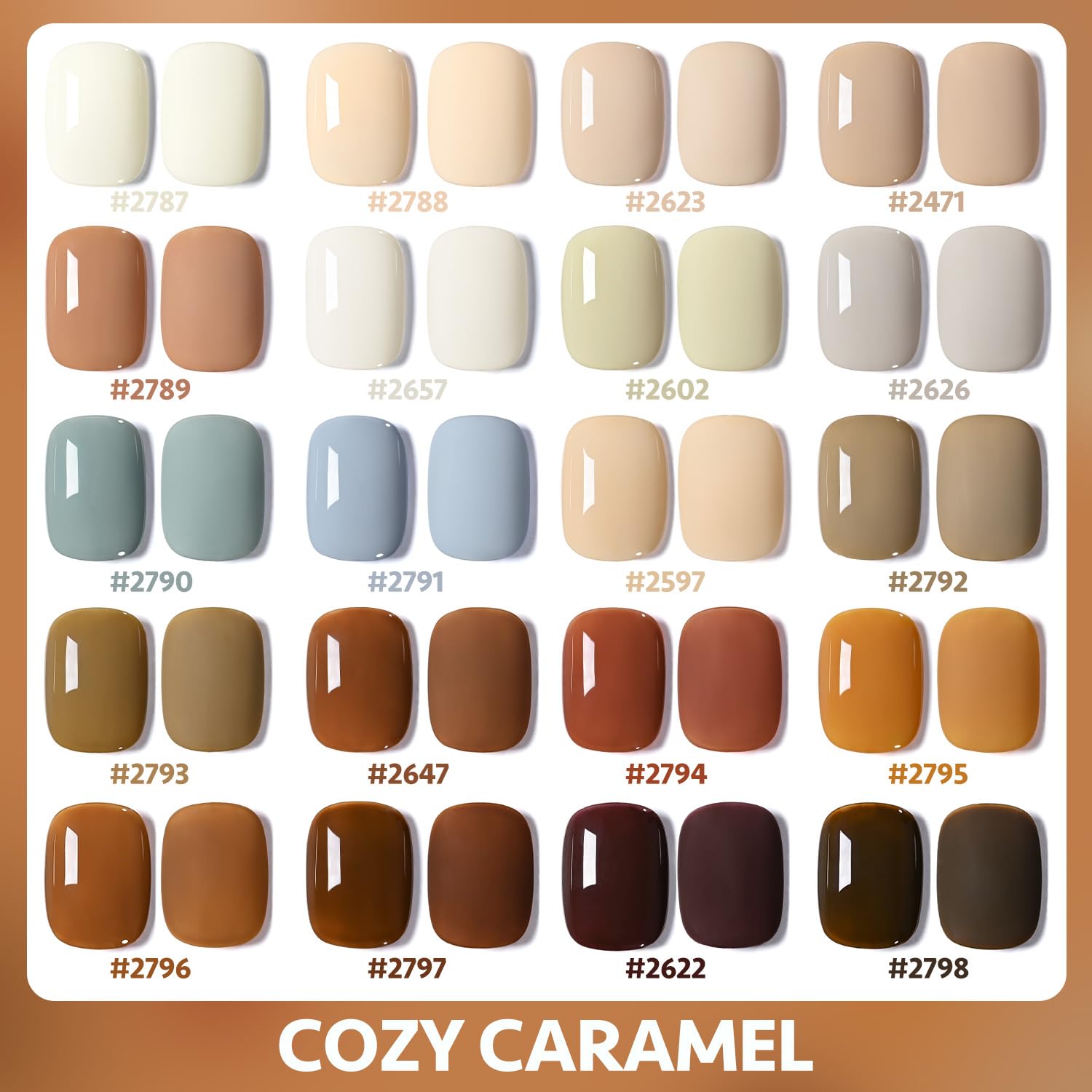 GAOY 23-Pcs Gel Nail Polish Kit – White, Blue & Brown Colors with Glossy & Matte Top Coats + Base Coat