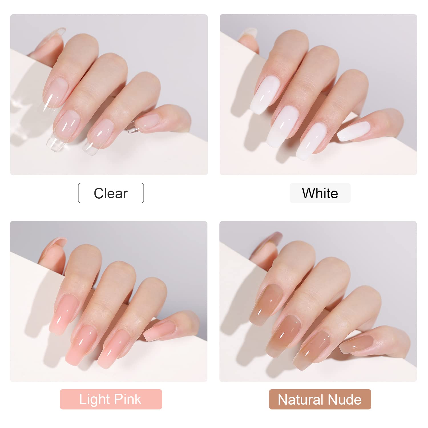 GAOY Poly Nail Extension Gel Kit – 4 Colors + Top & Base Coat, Dual Forms & Tools | All-in-One Builder Gel Set