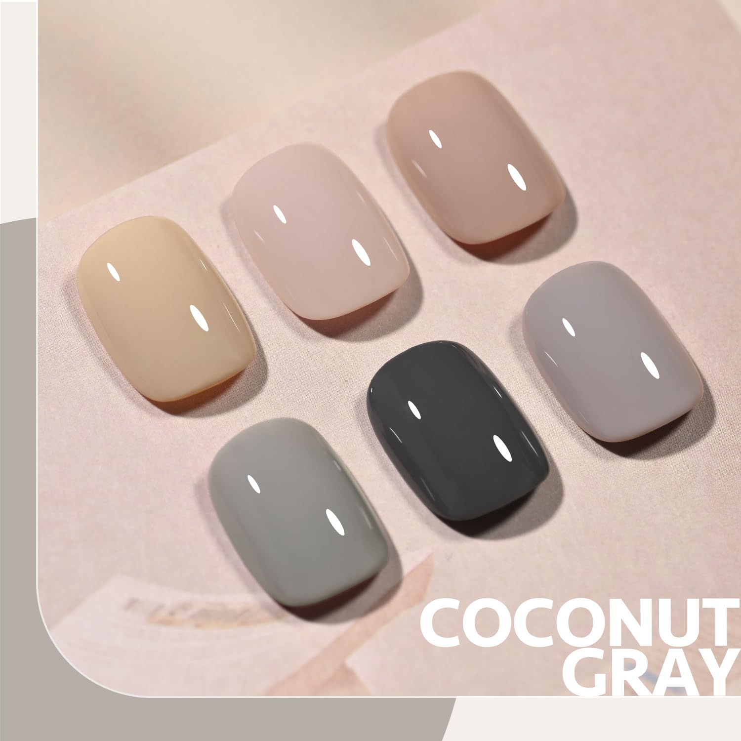 GAOY Gray Gel Nail Polish Set - 6 Nude Brown Beige Colors, UV Light Cure