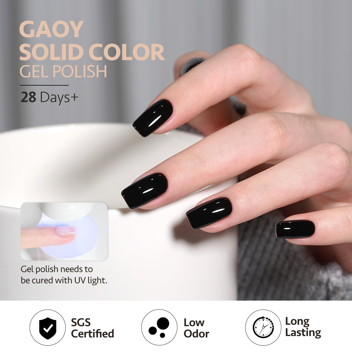 GAOY White Red Black Gel Nail Polish Set – 6 Colors, Soak-Off UV Cure Kit for Home & Salon