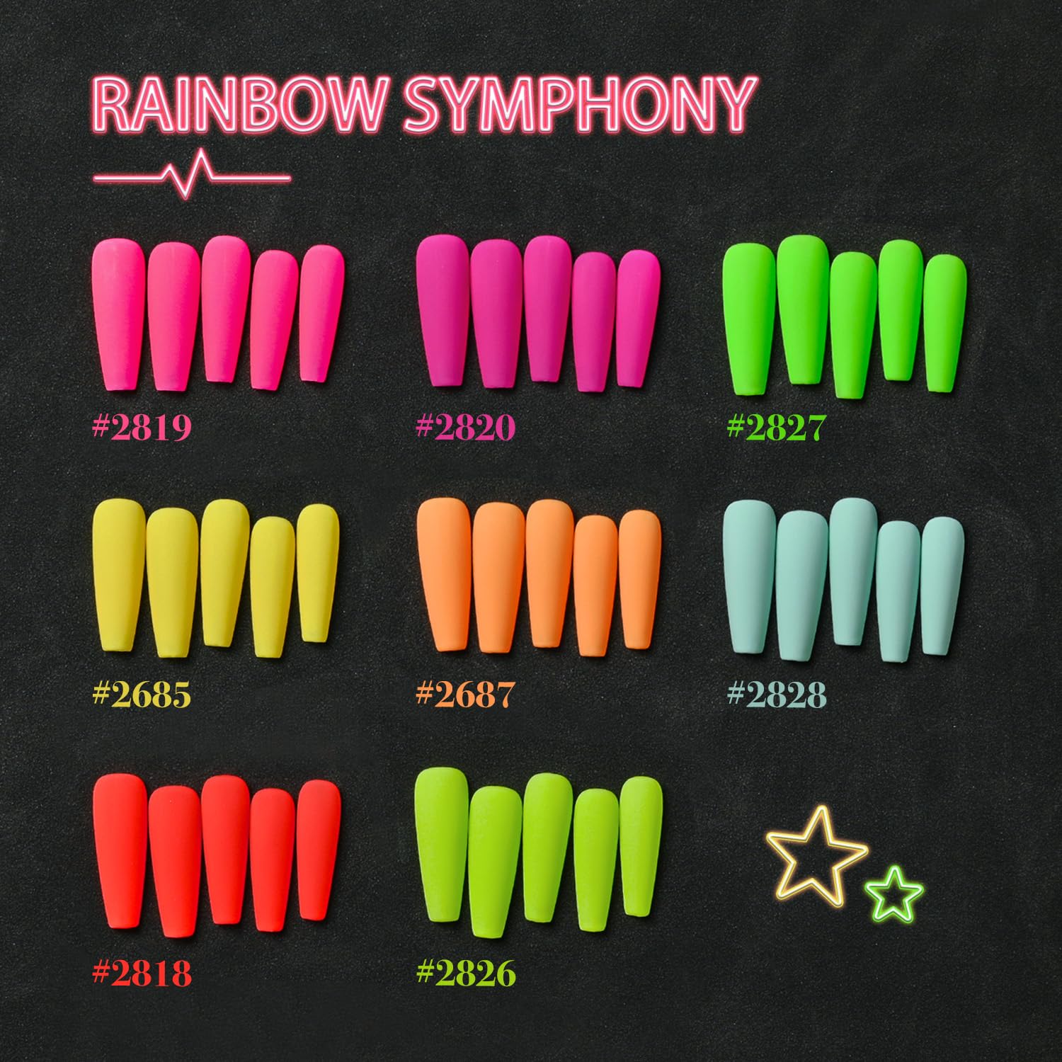 GAOY 23 Pcs Gel Nail Polish Kit — Neon Rainbow UV Colors + Glossy & Matte Top & Base Coats