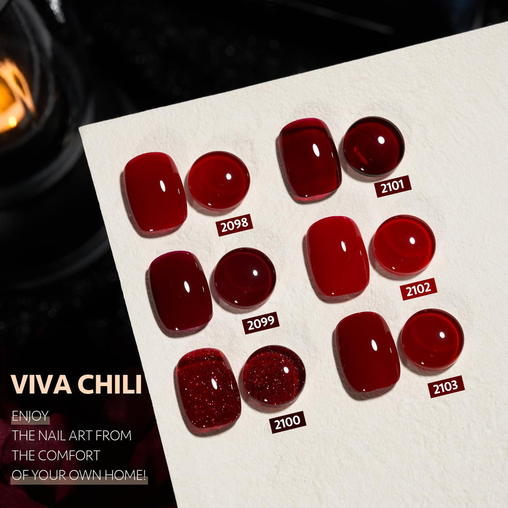 GAOY Viva Chili Gel Nail Polish Set – 6 Colors for Salon-Quality Manicures at Home