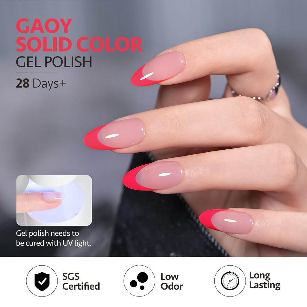GAOY Red Hot Pink Gel Nail Polish Set – 6 Neon Colors, Soak Off, UV Light Cure | Salon & Home DIY