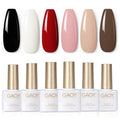GAOY White Red Black Gel Nail Polish Set – 6 Colors, Soak-Off UV Cure Kit for Home & Salon