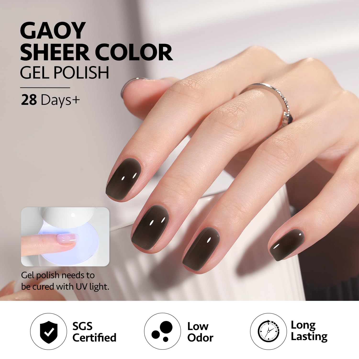 GAOY Jelly Gel Nail Polish Kit – 6 Colors Gray Pink Nude Milky Black White for DIY Manicure and Salon-Quality Gel Nails