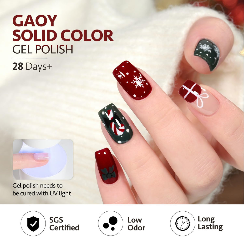 GAOY Red Christmas Gel Nail Polish Set, 6 Colors – UV Light Cure & Soak Off