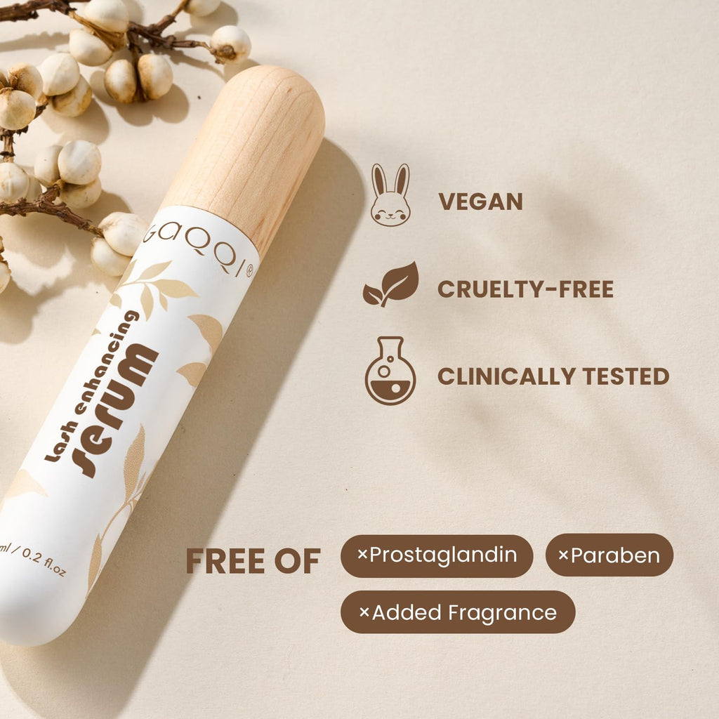 GAQQI Lash Serum for Eyelash Growth – Longer, Fuller Lashes, Prostaglandin-Free, Vegan & Cruelty-Free (6ml)
