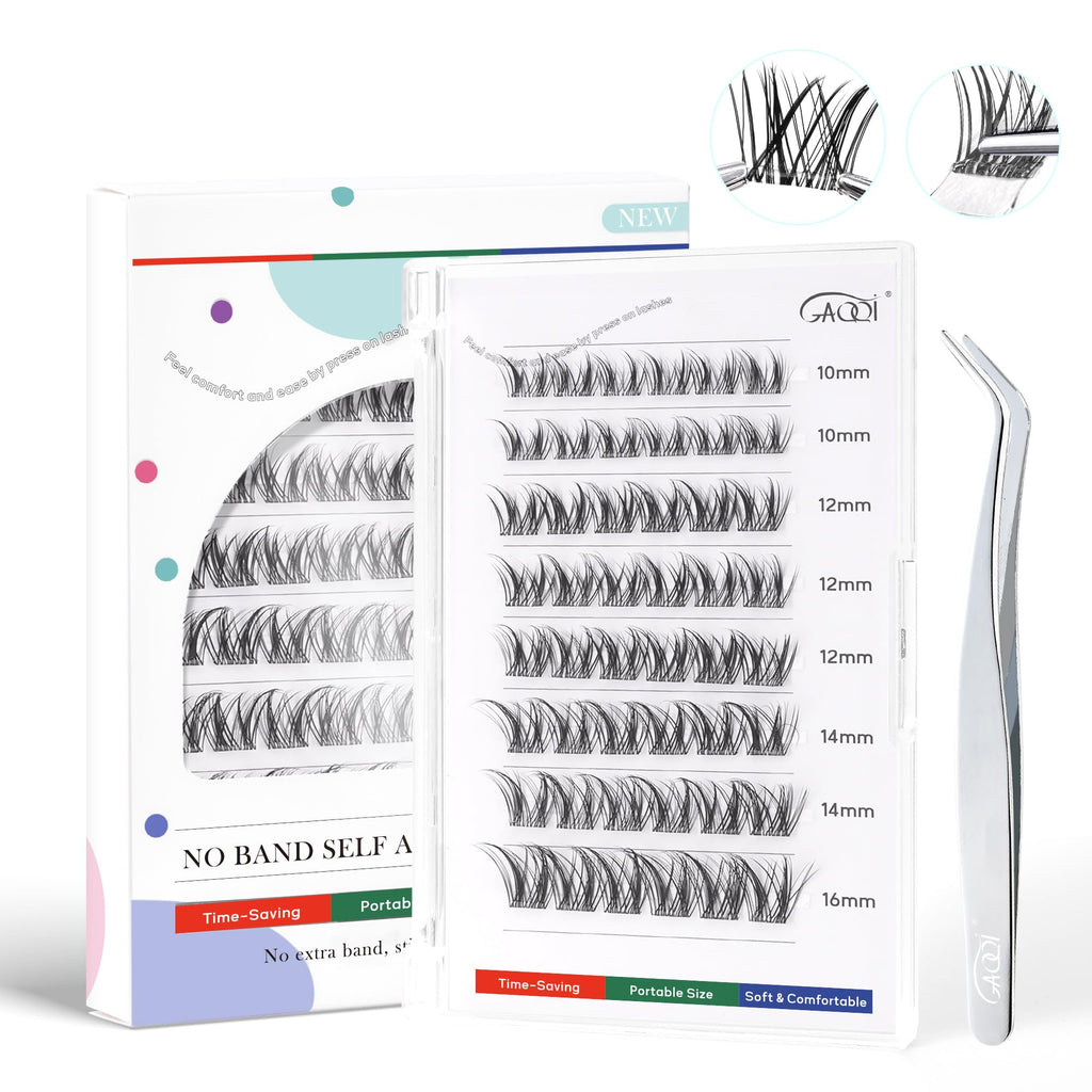 GAQQI Self-Adhesive Eyelashes Clusters 10-16mm | No Band Press-On Lashes
