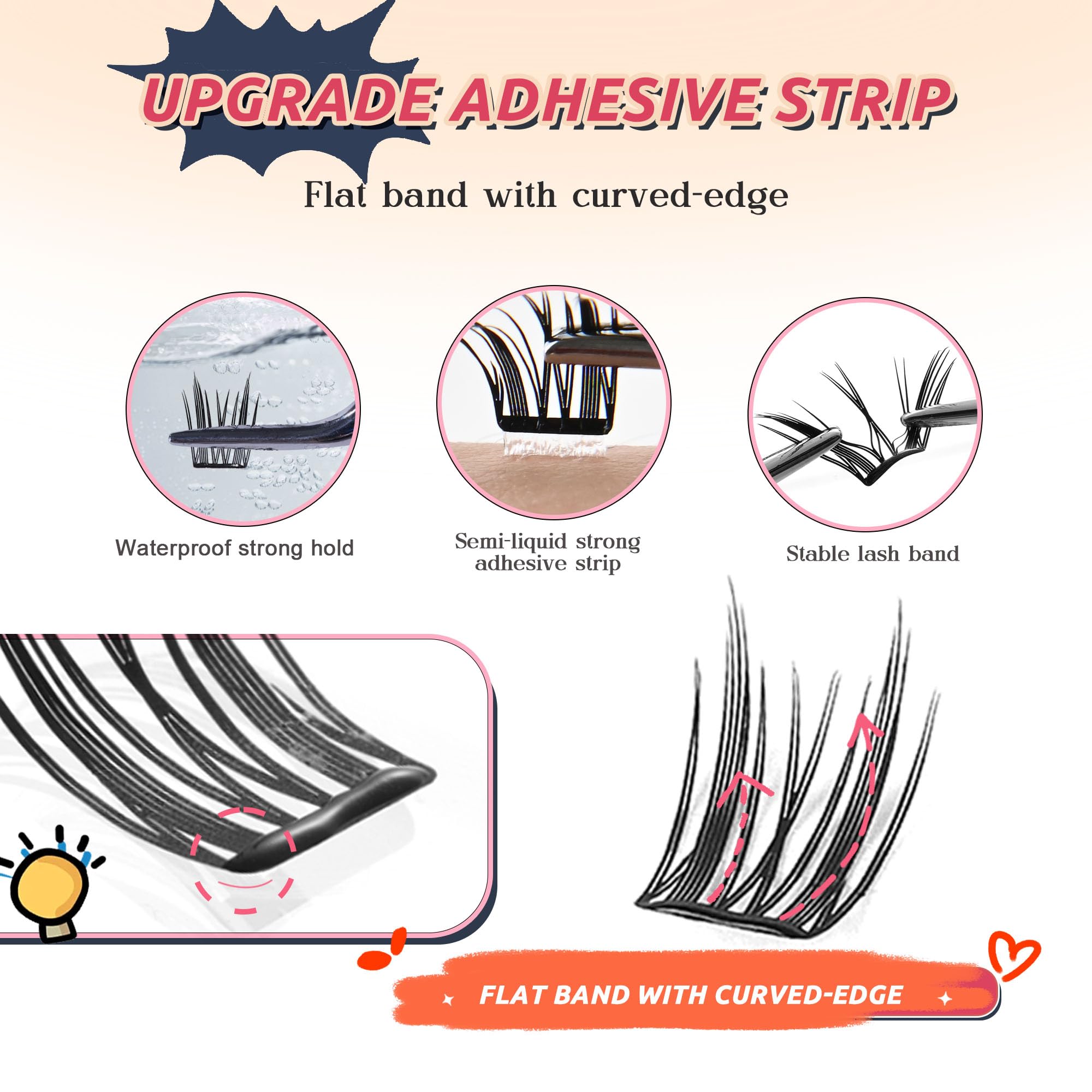 GAQQI Self-Adhesive Lash Clusters (10-14mm) – Press-On, No Glue, Reusable