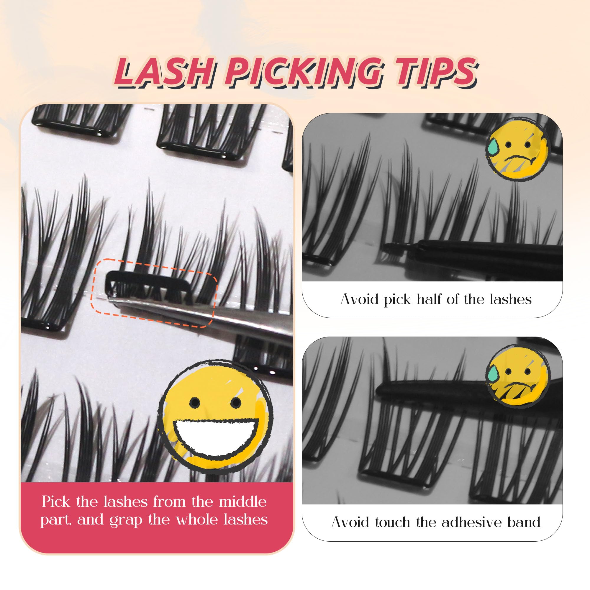 GAQQI Self-Adhesive Lash Clusters (10-14mm) – Press-On, No Glue, Reusable
