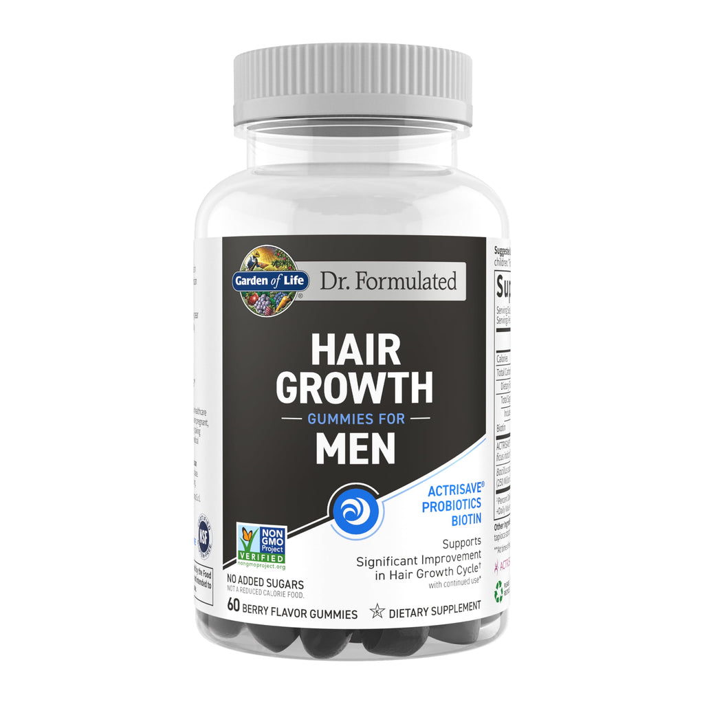 Garden of Life Dr. Formulated Hair Growth Gummies for Men – Berry Flavor, 60 Count