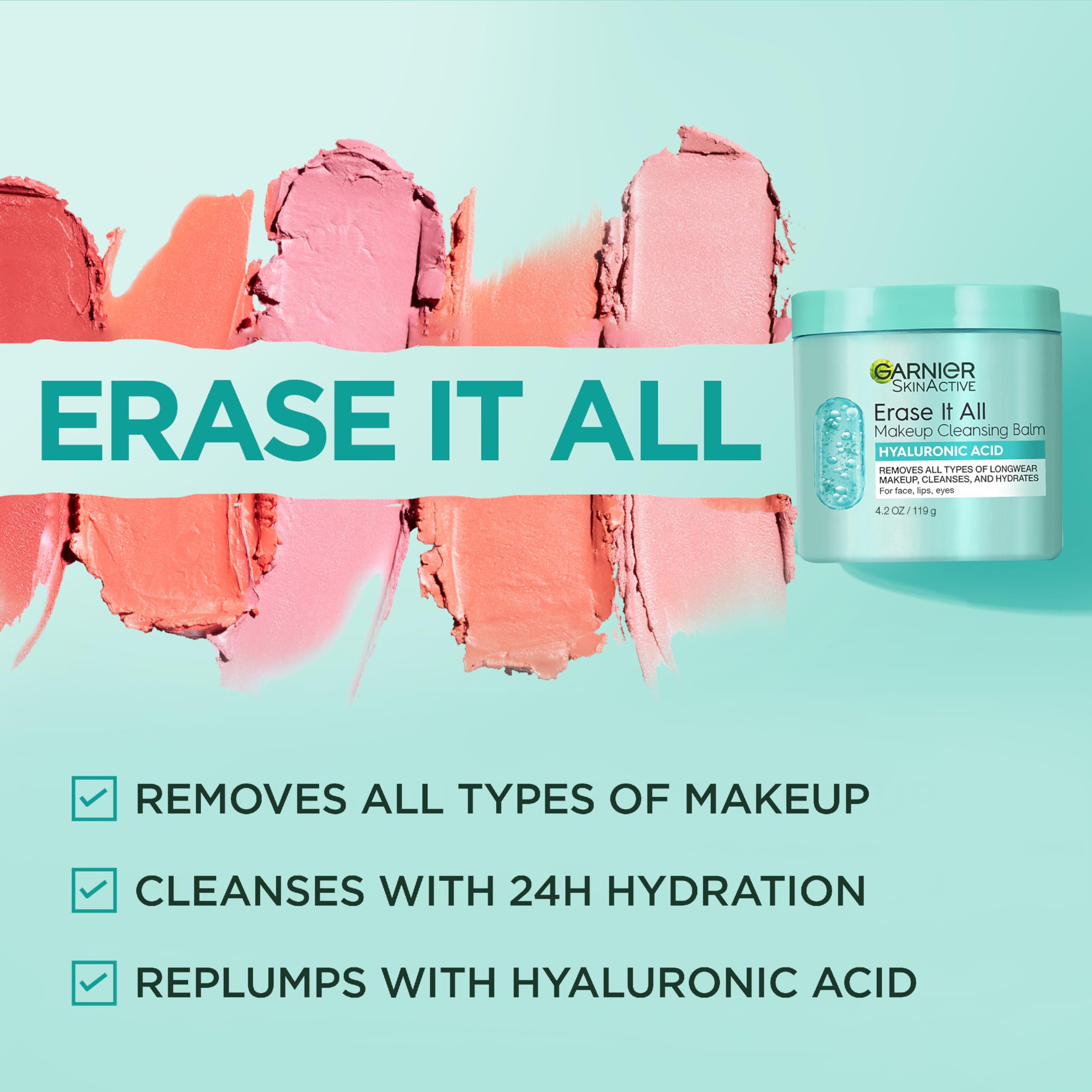 Garnier Erase It All Cleansing Balm with Hyaluronic Acid – Hydrating Makeup Remover (4.2 oz)