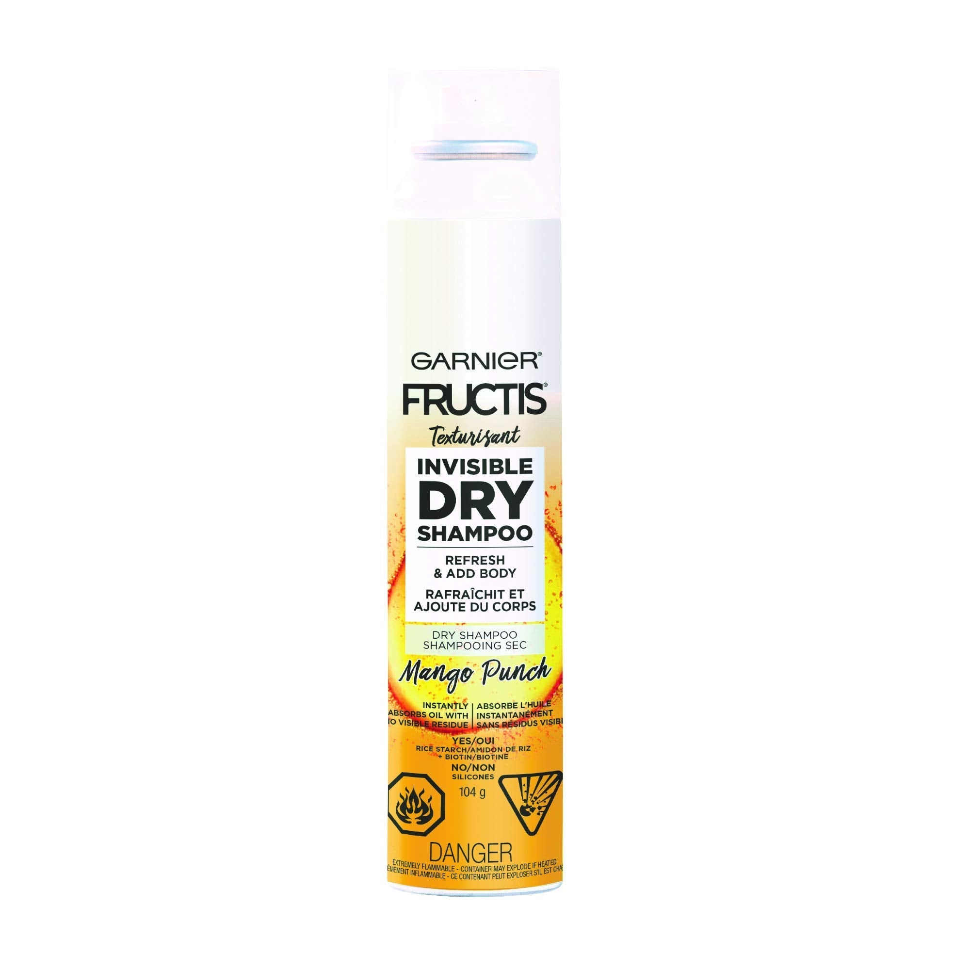 Garnier Fructis Mango Punch Invisible Dry Shampoo – Silicone-Free Oil Absorption for Fresh Hair