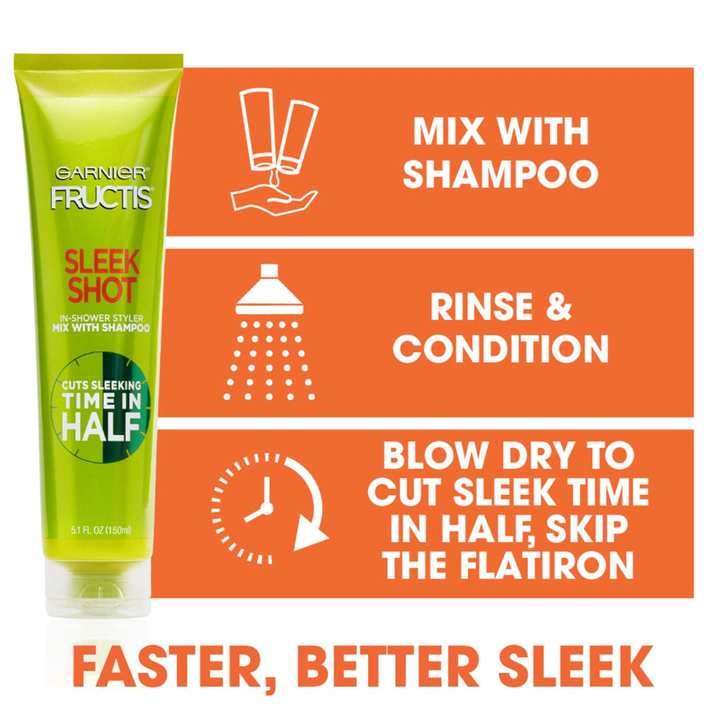 Garnier Fructis Sleek Shot In-Shower Styler, 5.1 oz – Fast In-Shower Sleek & Frizz Control