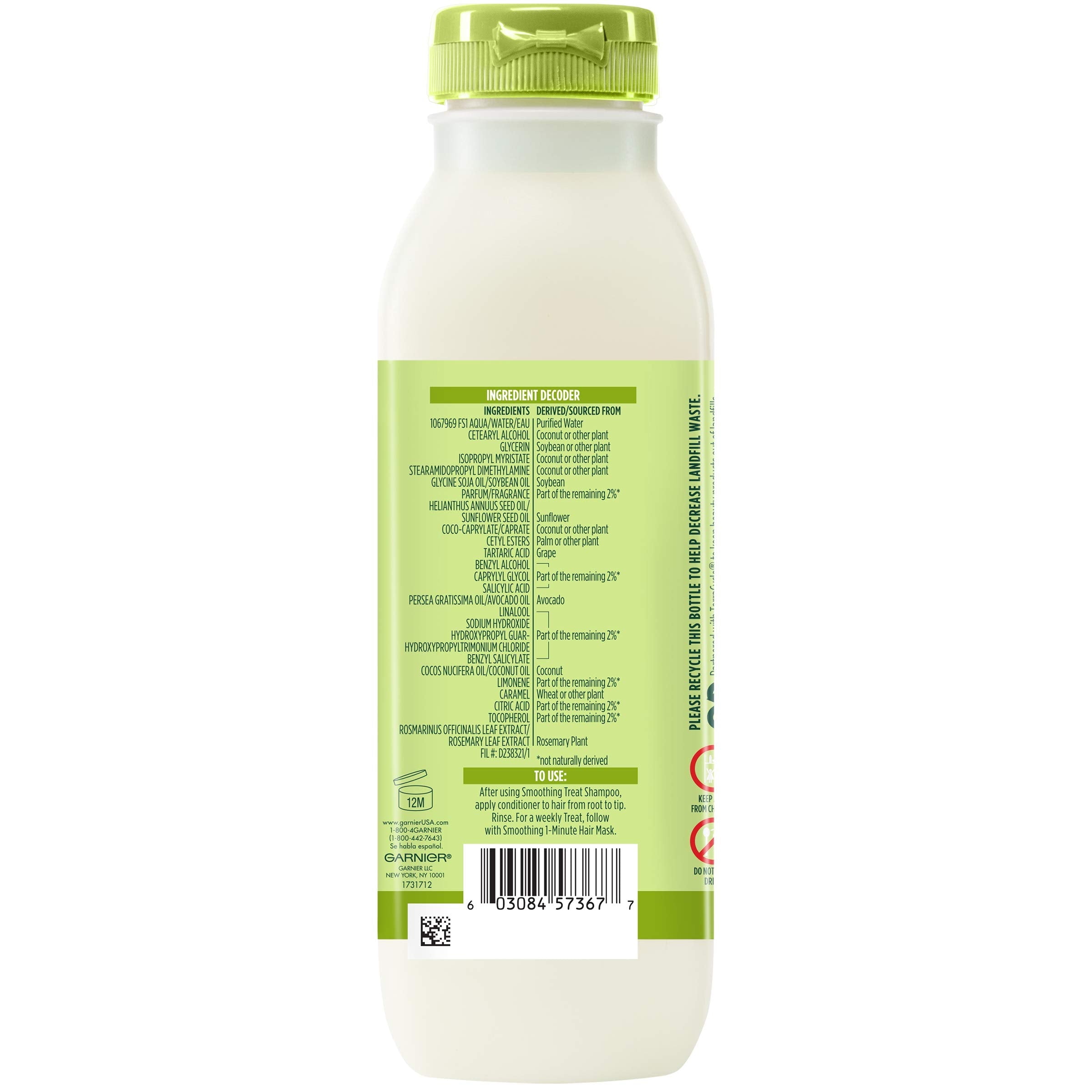 Garnier Fructis Smoothing Treat Conditioner with Avocado — 98% Naturally Derived, 11.8 fl oz
