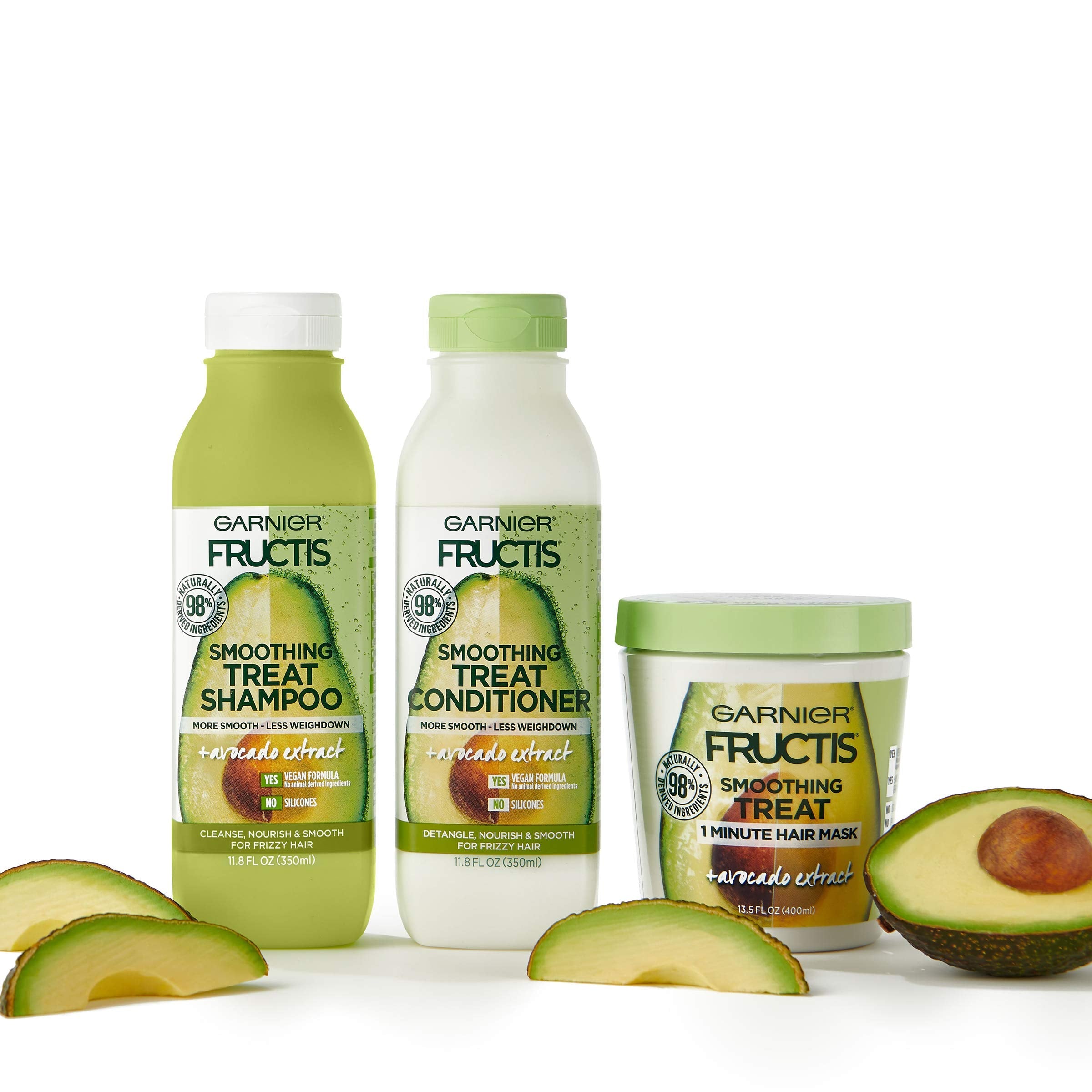 Garnier Fructis Smoothing Treat Conditioner with Avocado — 98% Naturally Derived, 11.8 fl oz