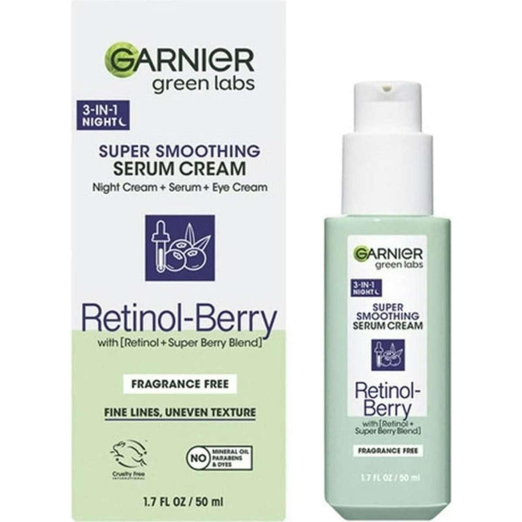 Garnier Green Labs 3-in-1 Super Smoothing Serum Cream – Retinol Berry, 1.7 fl oz