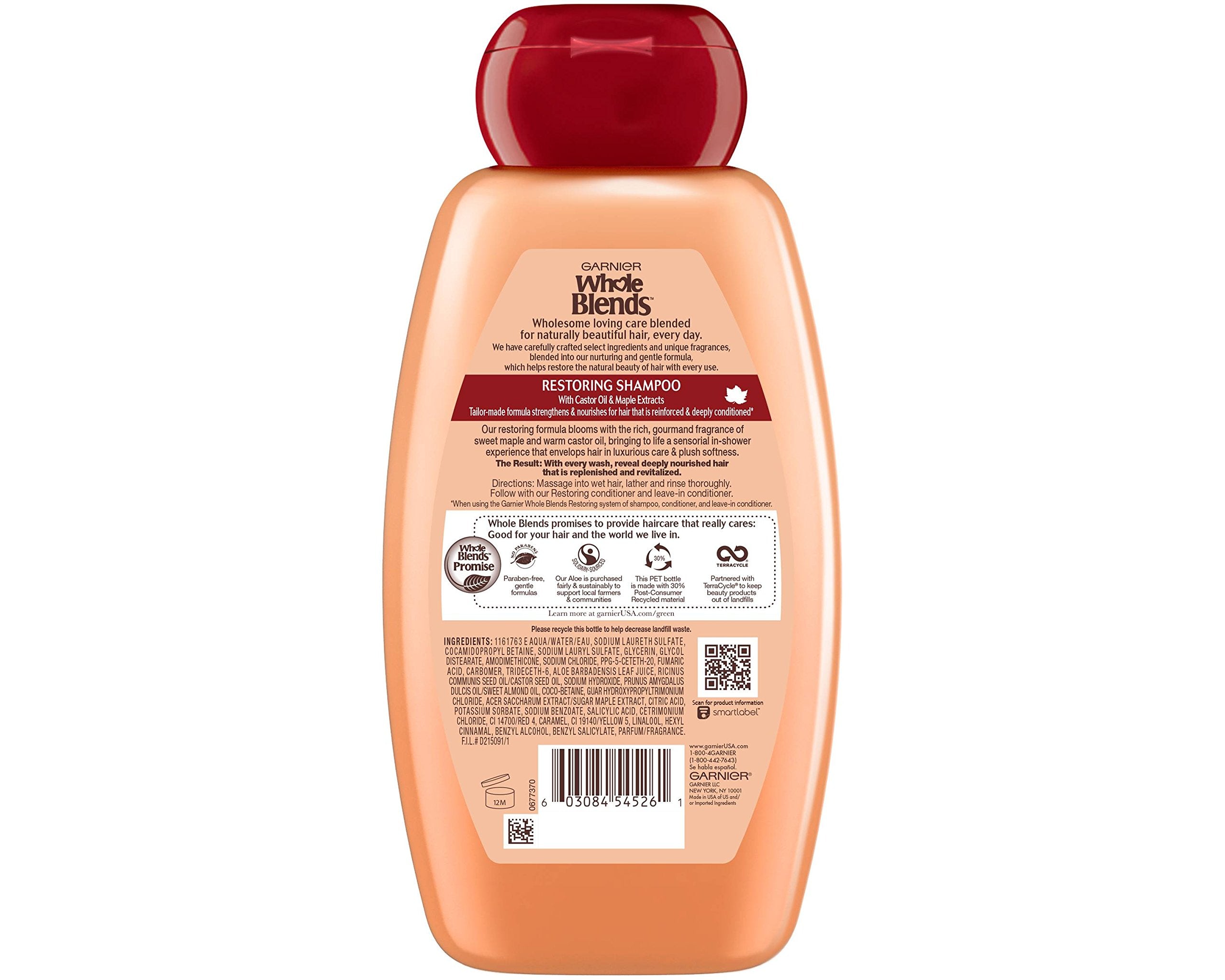 Garnier Whole Blends Maple Remedy Shampoo & Conditioner Set – Vegan, Paraben-Free, 12.5 fl oz per bottle