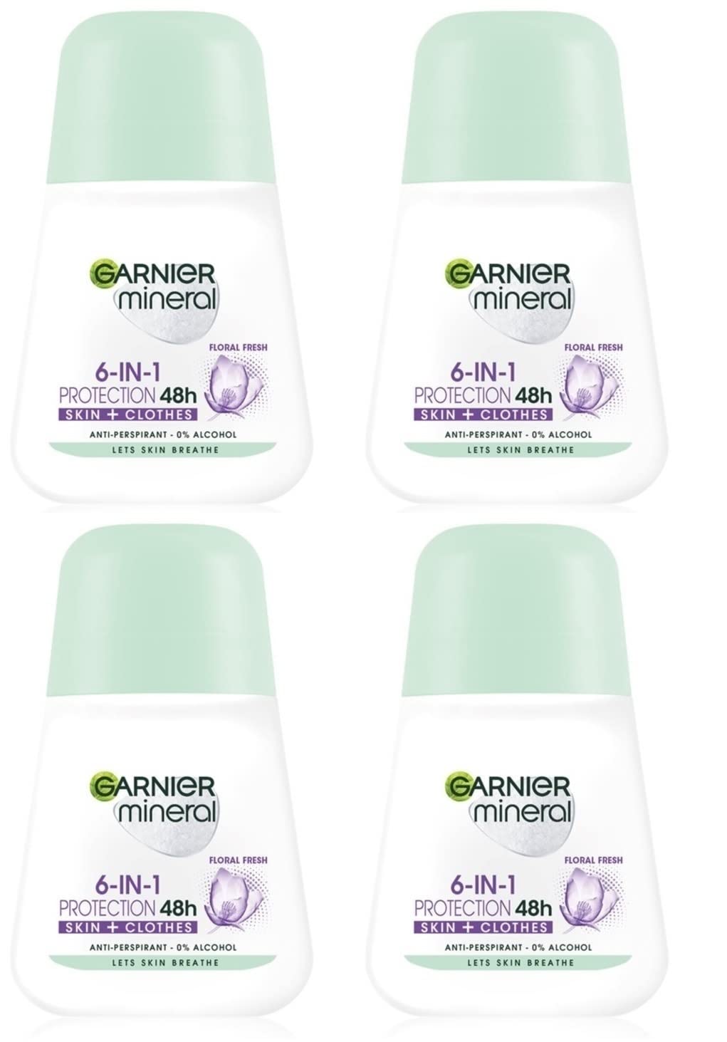 Garnier Mineral Protection 6 Floral Fresh Roll-On – Pack of 4 x 50ml