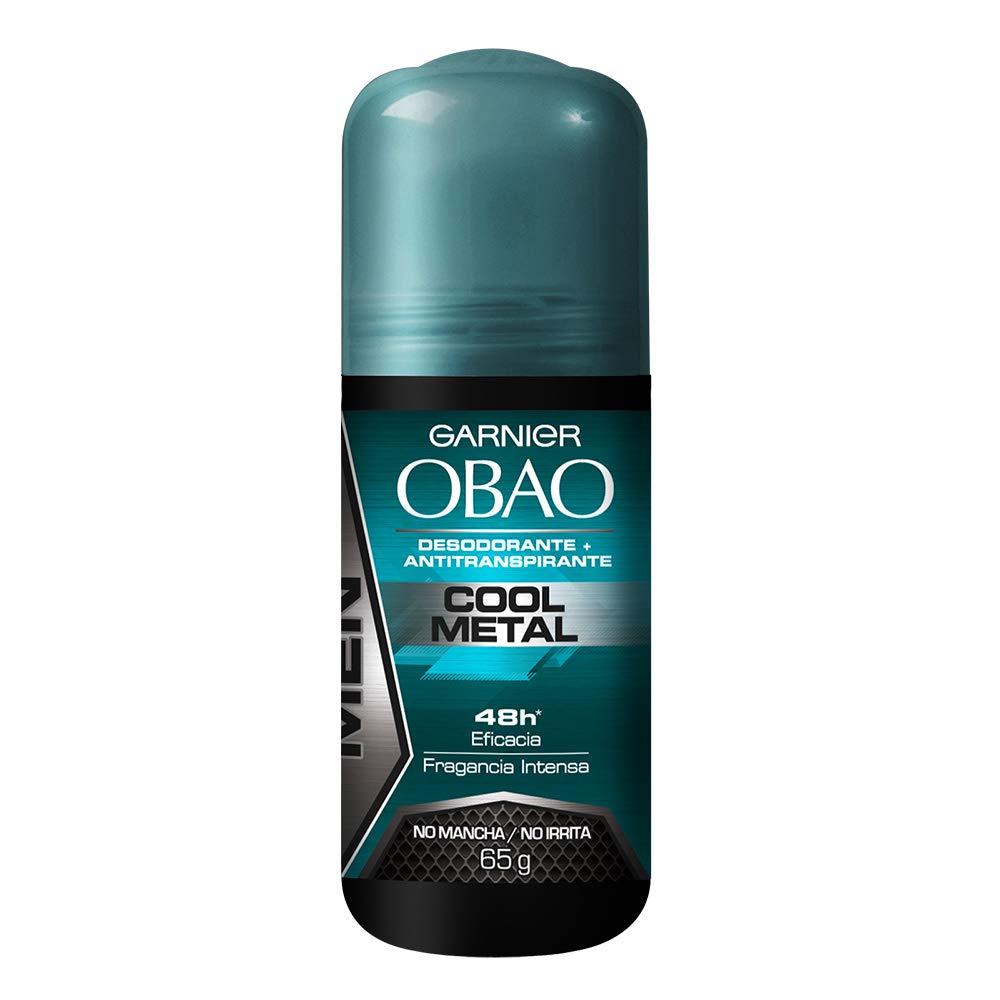 (Pack of 4) Garnier OBAO for Men 48H Roll-On Deodorant & Antiperspirant – Cool Metal Scent, 65 g Each