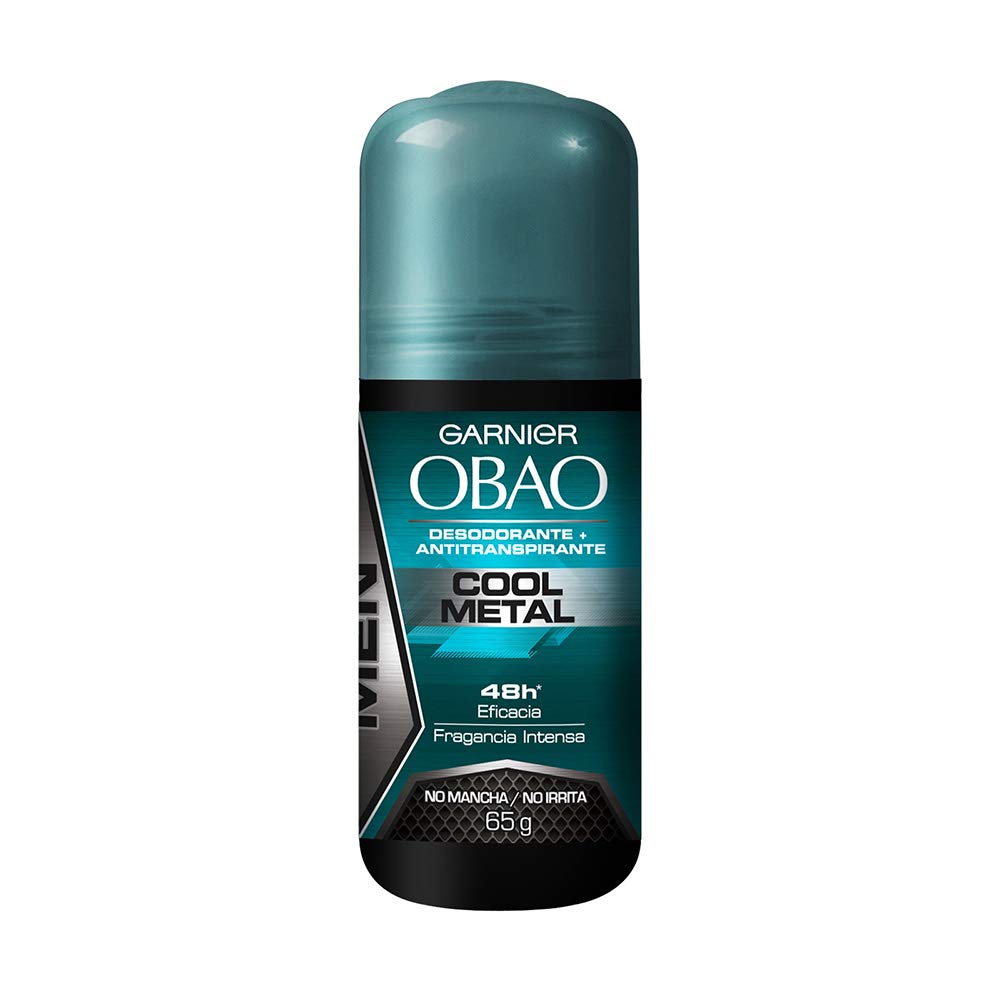 (Pack of 4) Garnier OBAO for Men 48H Roll-On Deodorant & Antiperspirant – Cool Metal Scent, 65 g Each