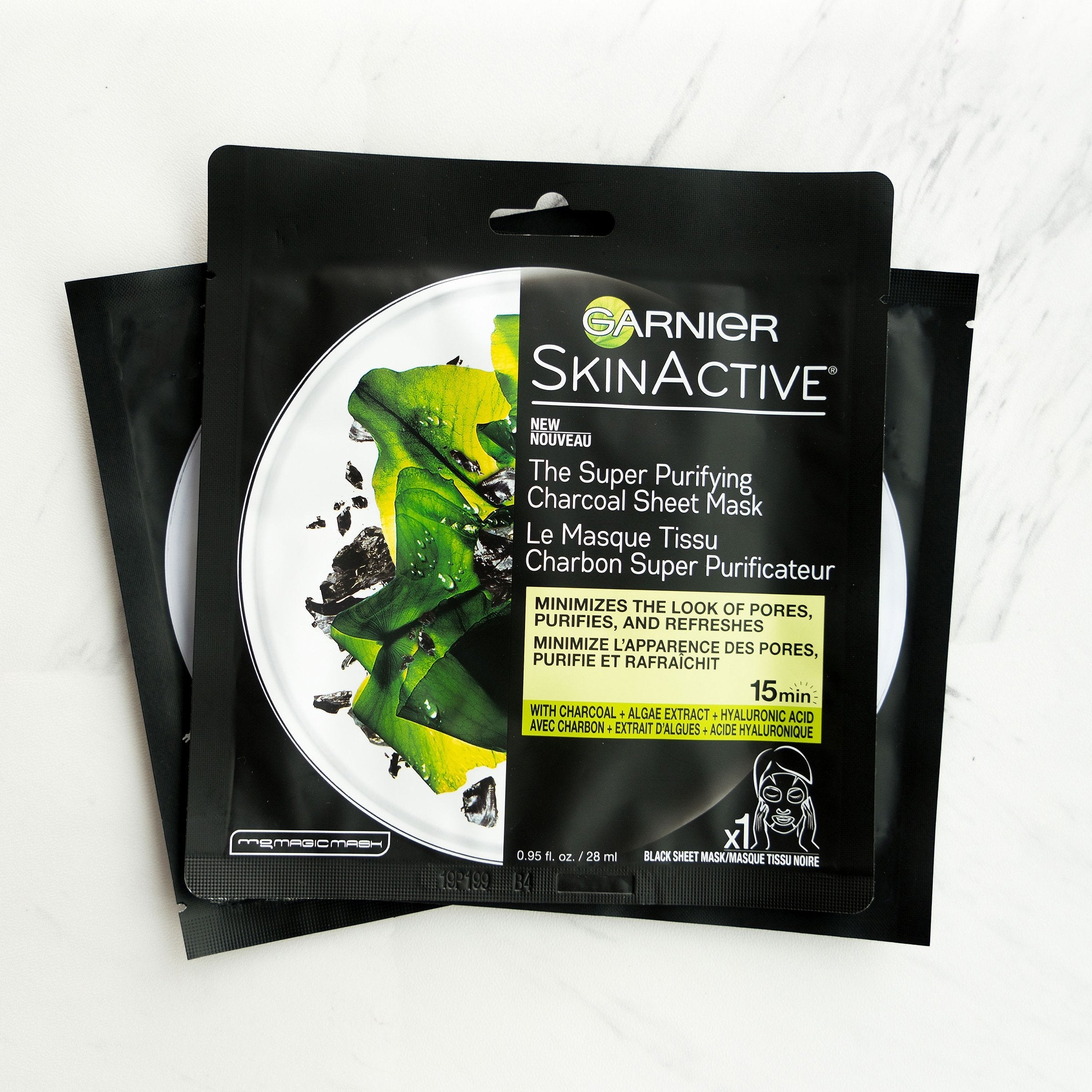 Garnier SkinActive Charcoal Sheet Mask – 6 Count | Pore-Minimizing Purifying Facial Mask