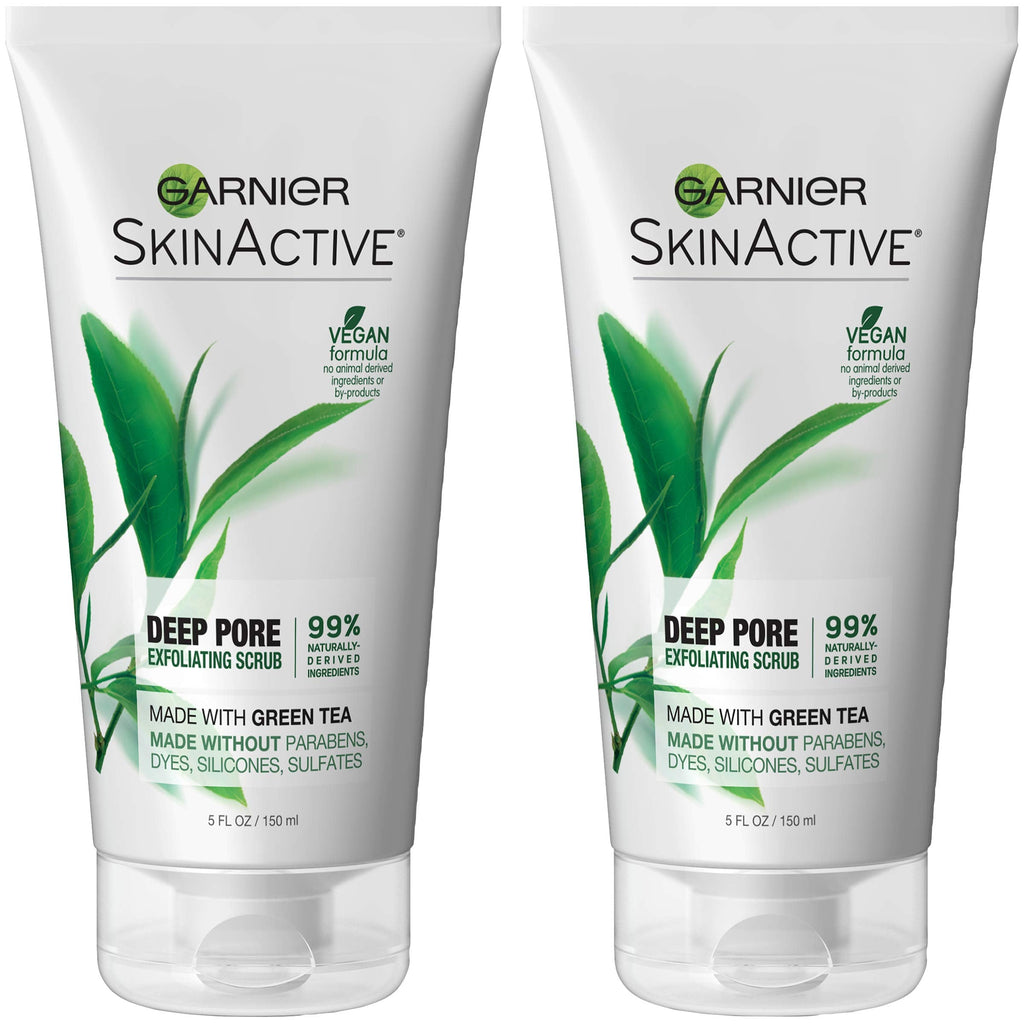 Garnier SkinActive Green Tea Exfoliating Scrub for Oily Skin – 2 Count