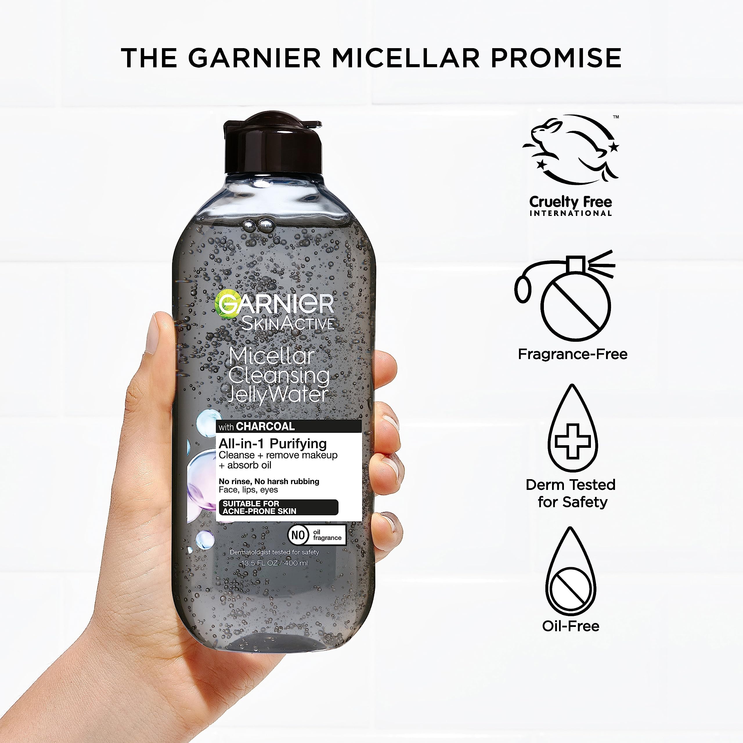 Garnier SkinActive Micellar Cleansing Jelly Water with Charcoal — All-in-One Purifying Cleanser (2 Pack)