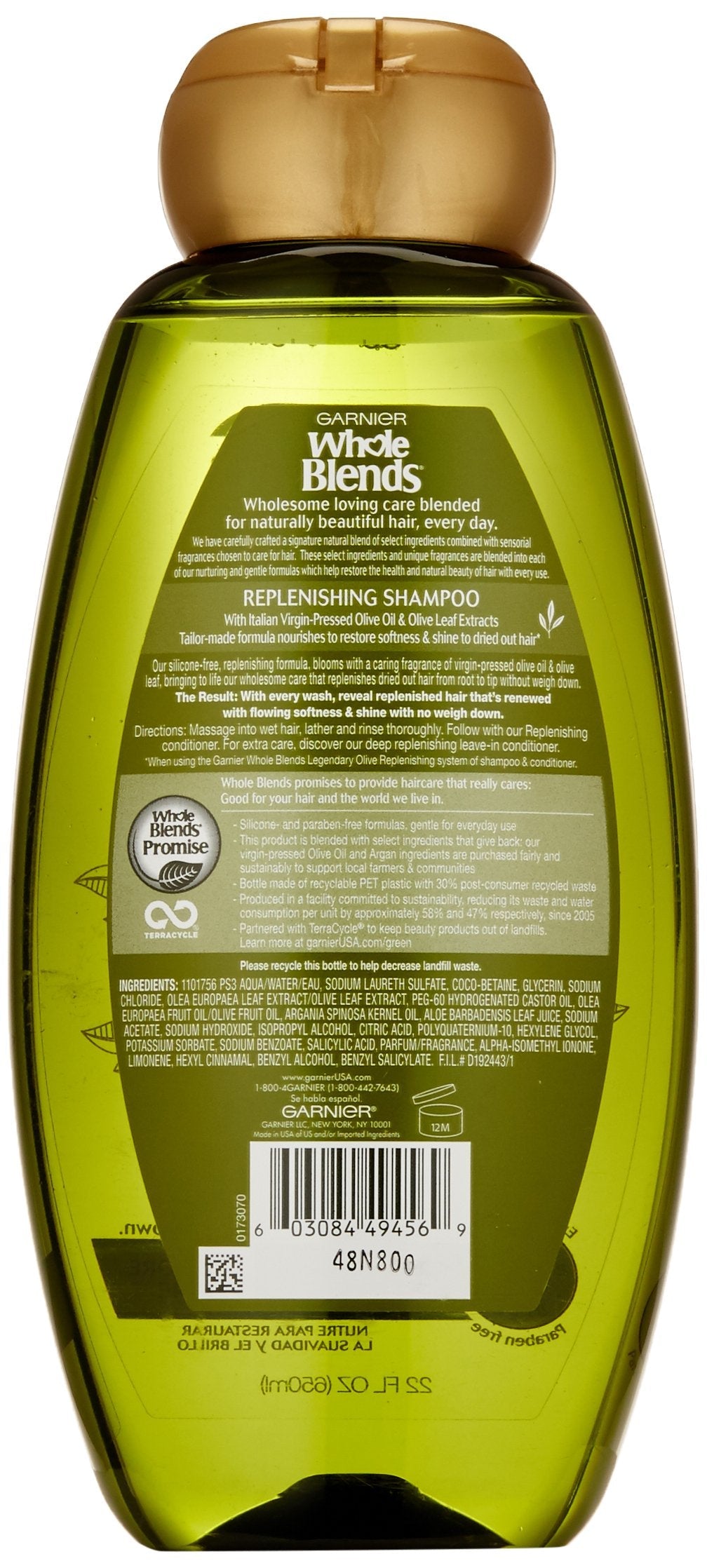 Garnier Whole Blends Legendary Olive Replenishing Shampoo for Dry Hair – 22 fl oz