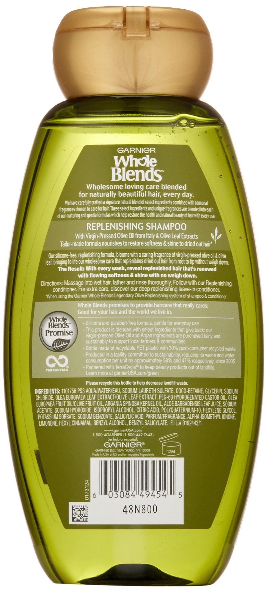 Garnier Whole Blends Legendary Olive Replenishing Shampoo for Dry Hair
