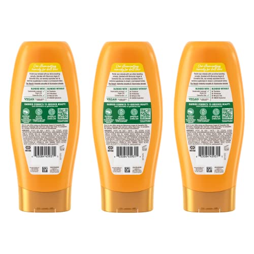 Garnier Whole Blends Moroccan Argan & Camellia Oils Illuminating Conditioner for Silky Shine – 12.5 fl oz, 3 Count (Packaging May Vary)
