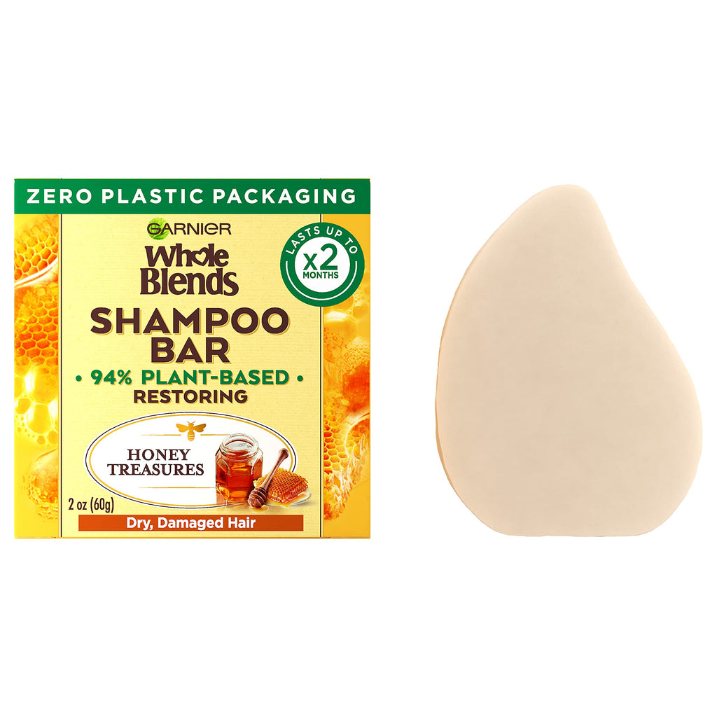 Garnier Whole Blends Restoring Honey Treasures Shampoo Bar – Dry & Damaged Hair, 2 oz (Packaging May Vary)