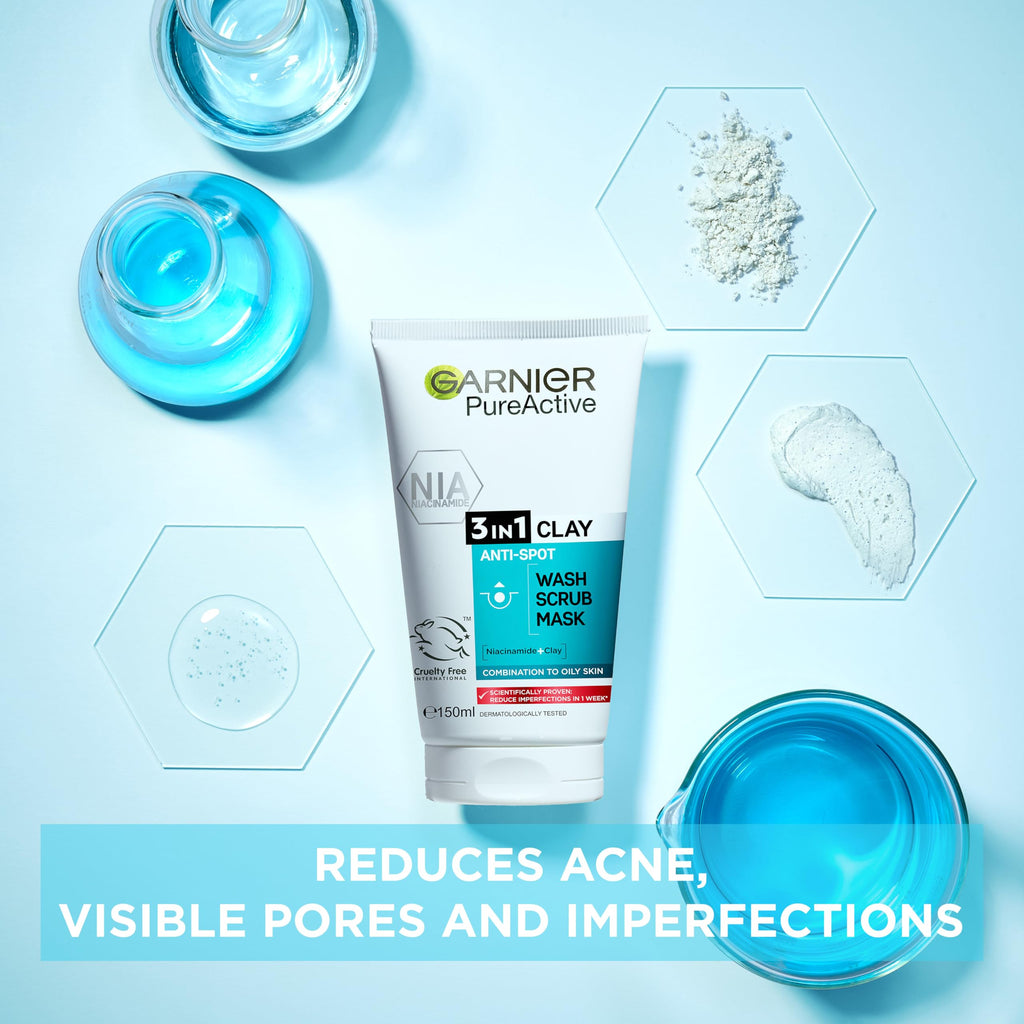 Garnier Skin Naturals Pure 3in1 Wash+Scrub+Mask – 150ml