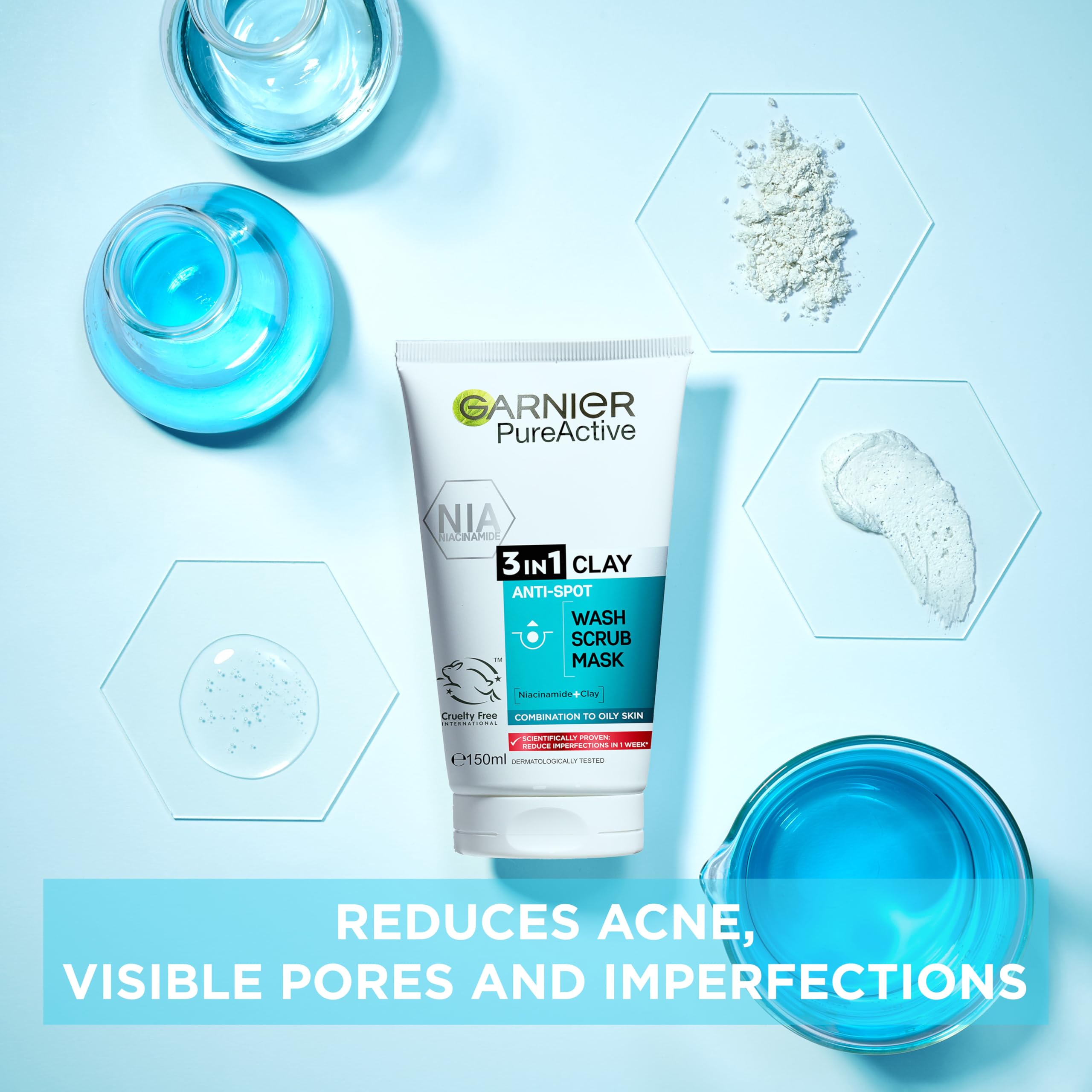 Garnier Skin Naturals Pure 3in1 Wash+Scrub+Mask – 150ml