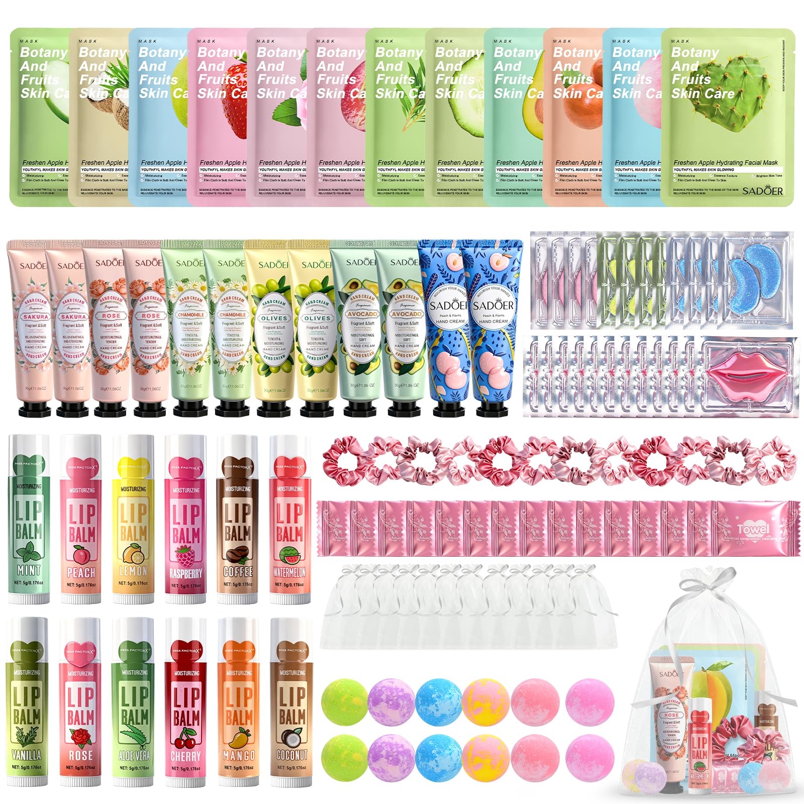GARPGONA 108 PCS Spa Party Kit for Sleepovers – Facial Masks, Lip Balms & Hand Creams