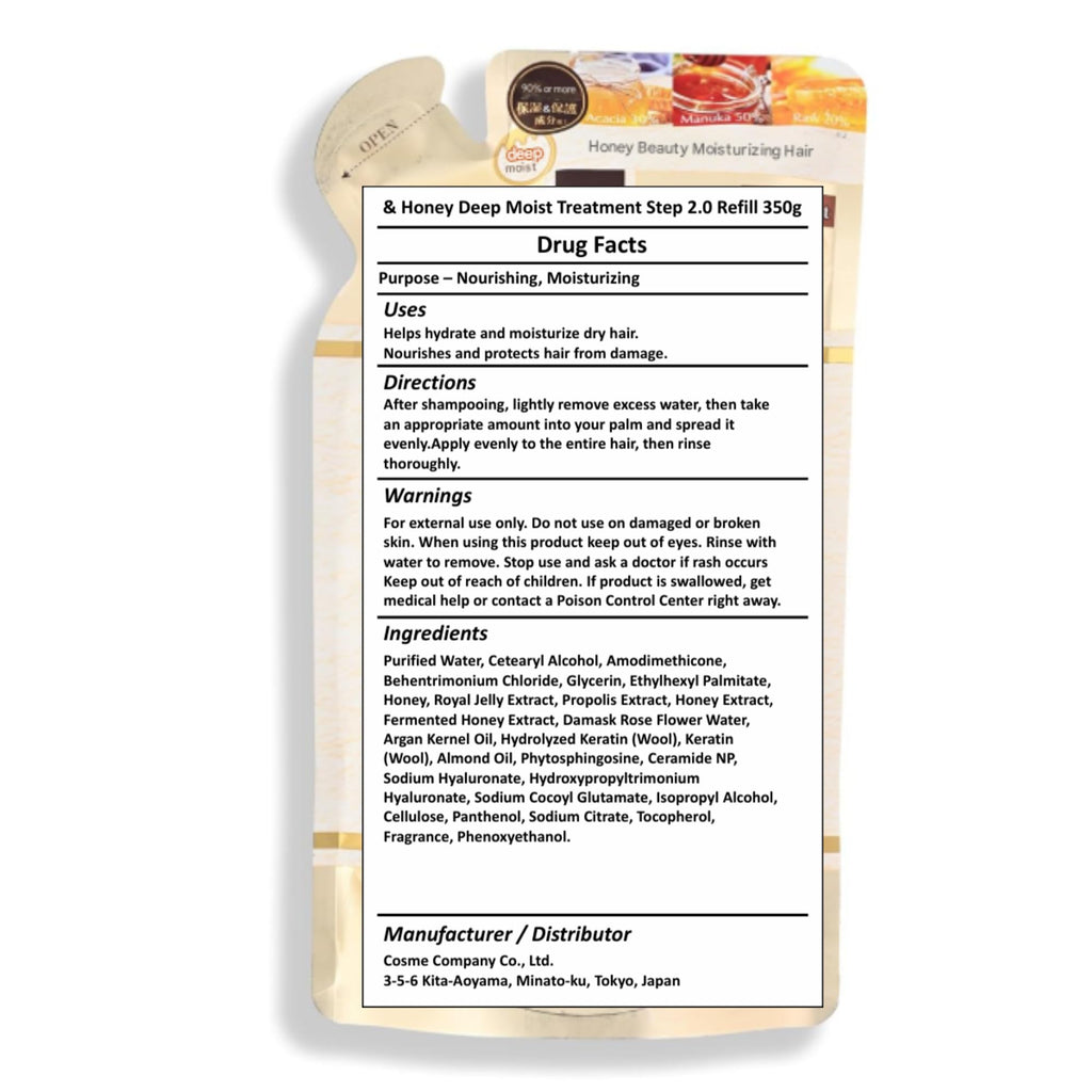 &-Honey Deep Moist Treat-ment Step 2.0 Refill 350g - Deep Moisturizing & Repairing Hair Oil | GASHINA STORY