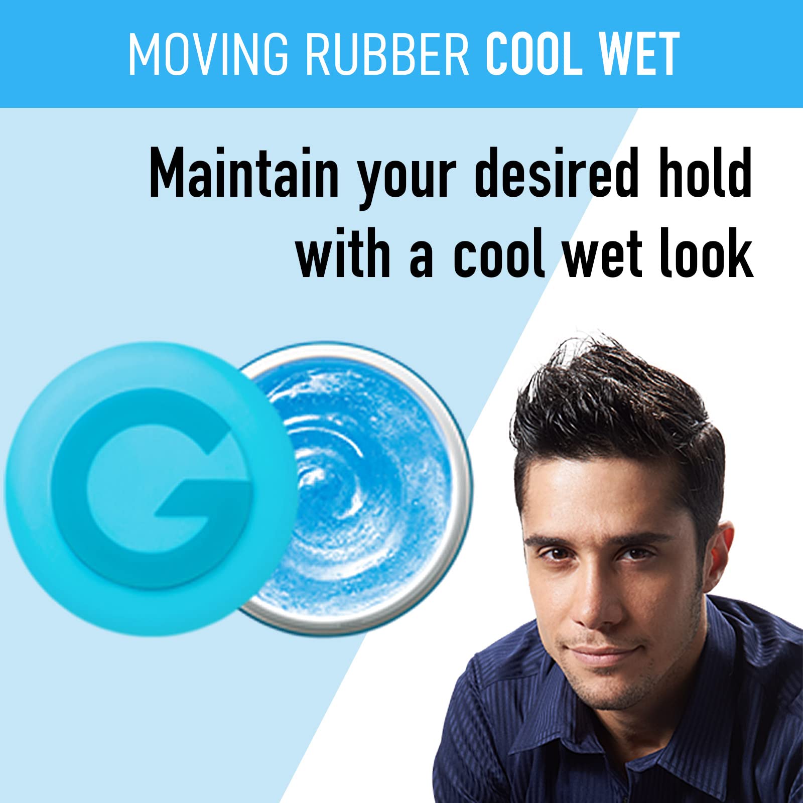 Gatsby Moving Rubber Cool Wet Hair Wax – 80g / 2.8oz | Paraben-Free, Made in Japan